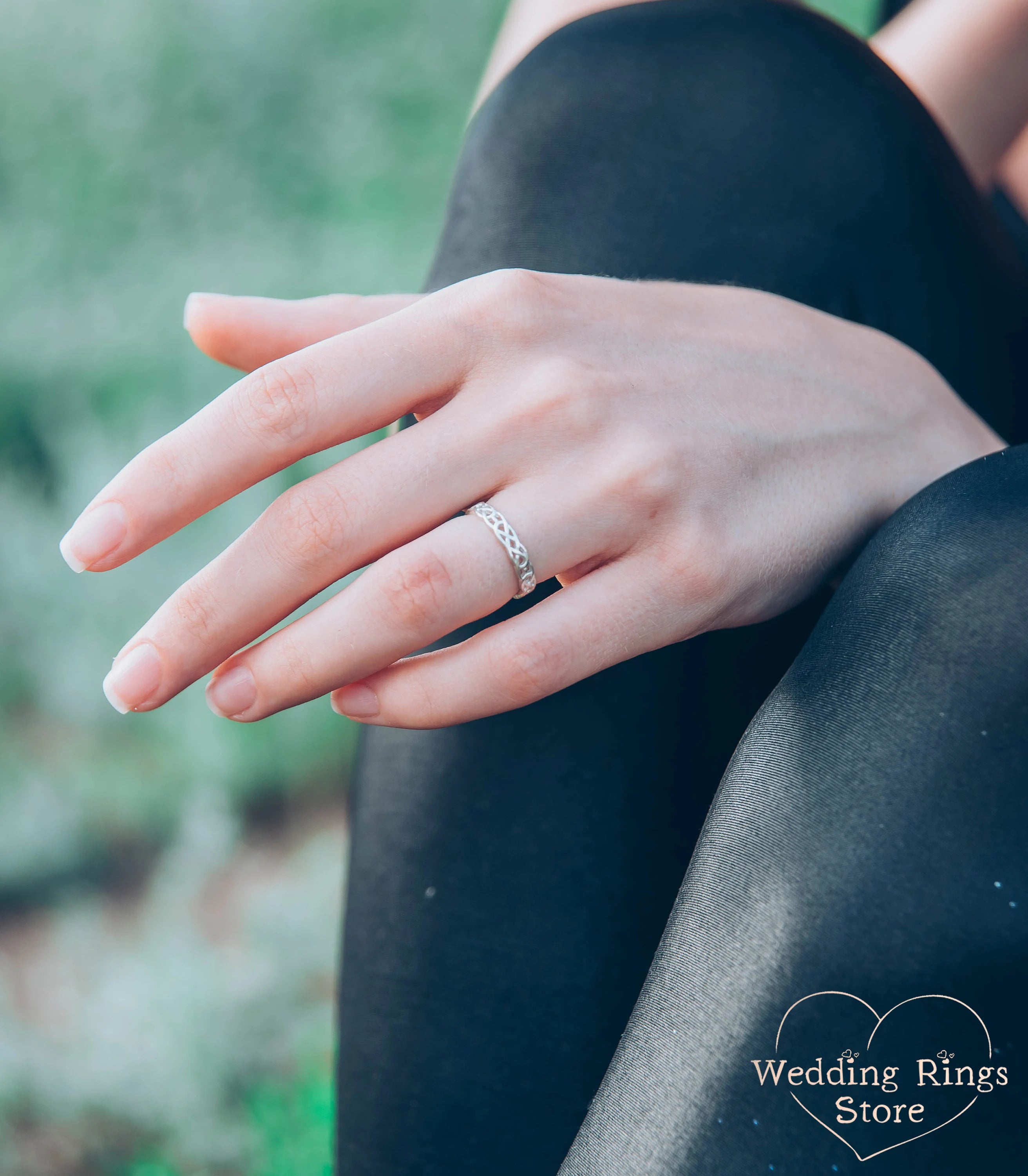 Silver Irish pattern braid Wedding Ring