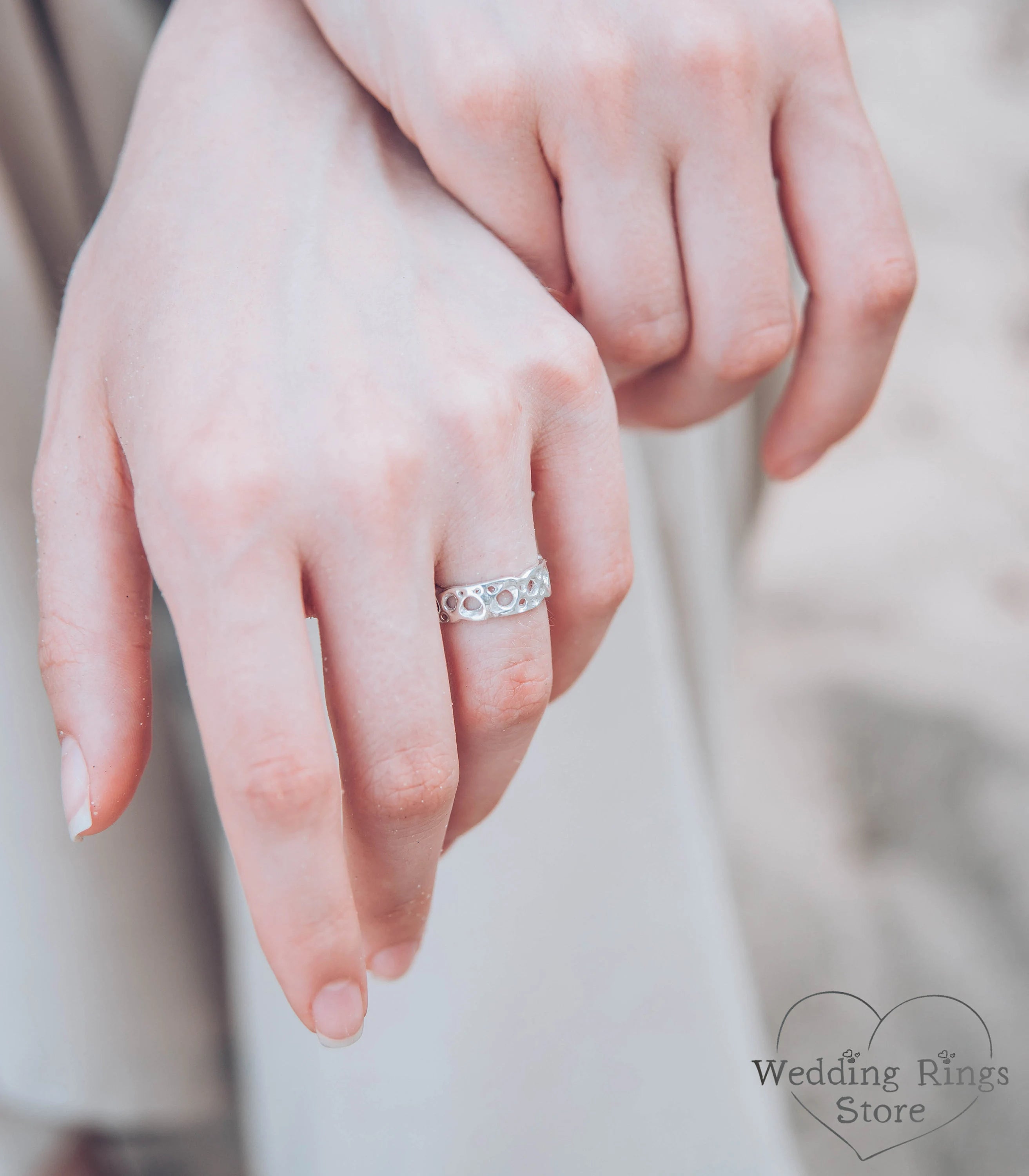 Nautical Holes Silver Women's Ring in Ocean Style