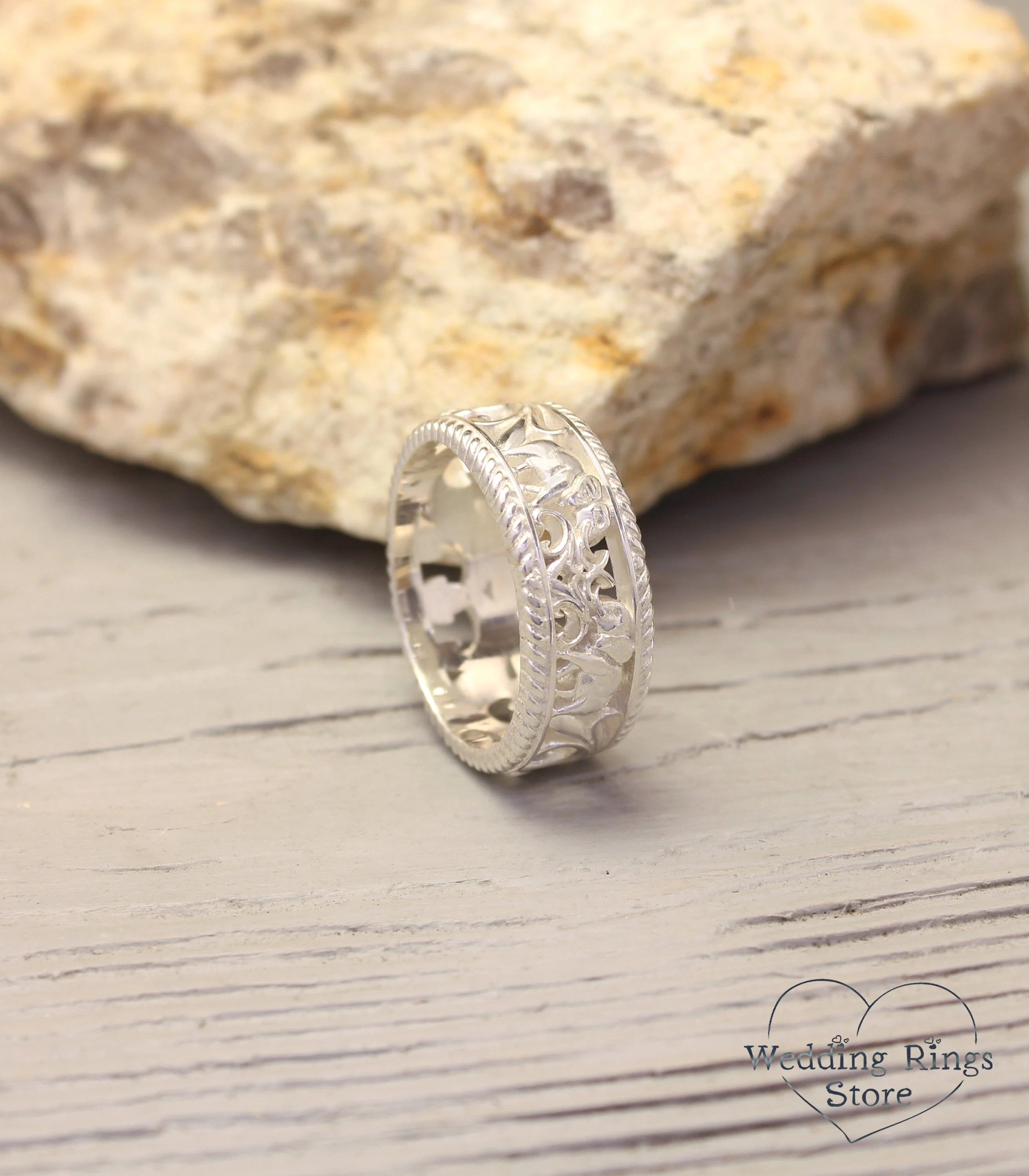 Elephant & Vine Sterling Silver Wedding Band