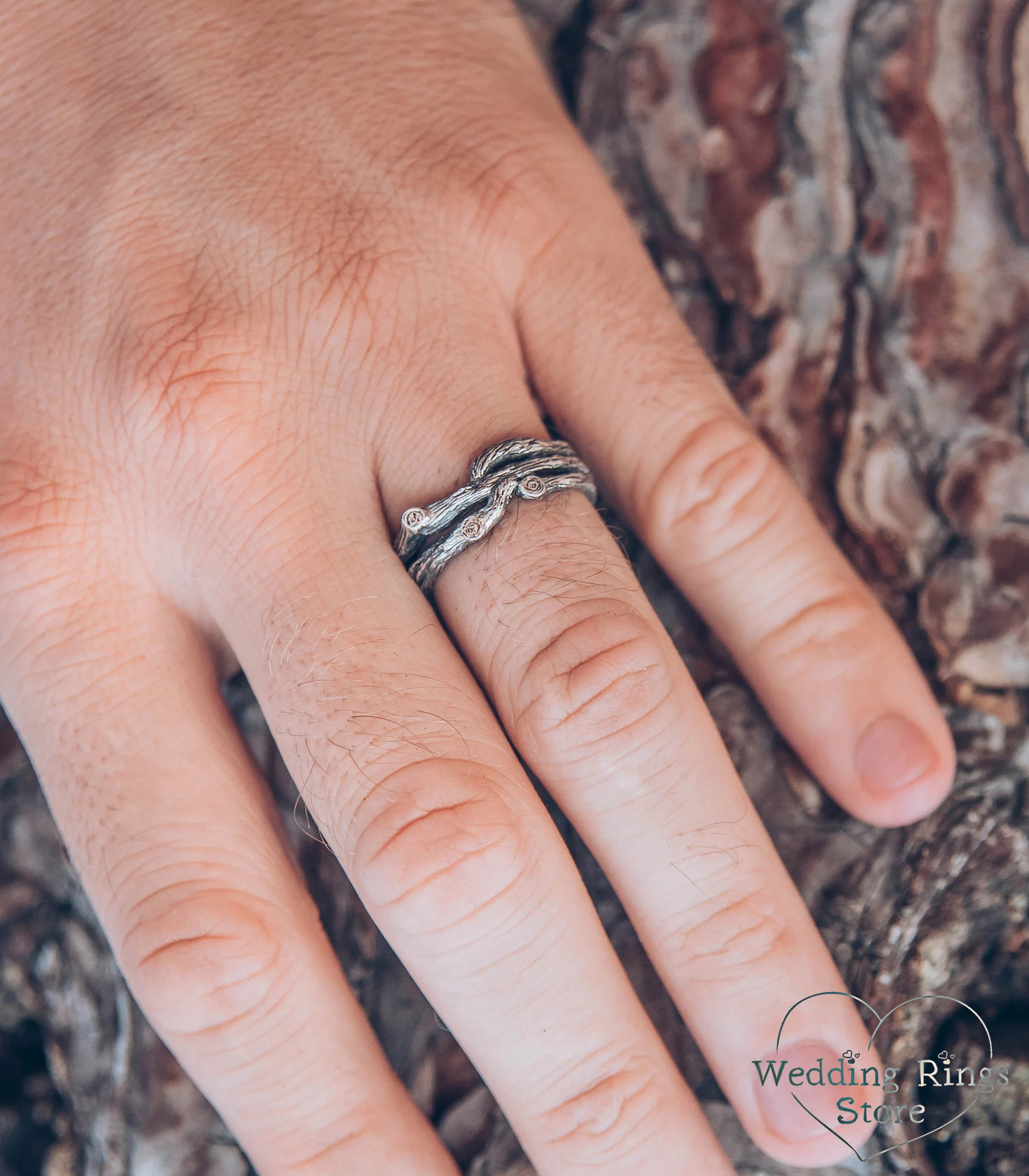 Handmade Silver Gift for Her — Rustic Wedding Ring for Him