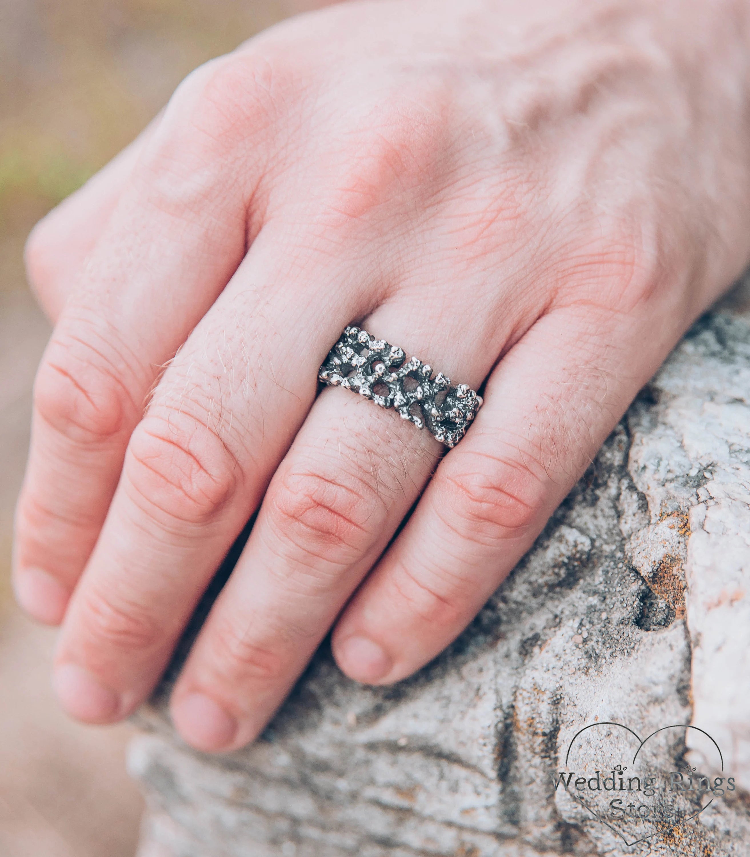 Unique Coral Ring Serling Silver Ocean Themed