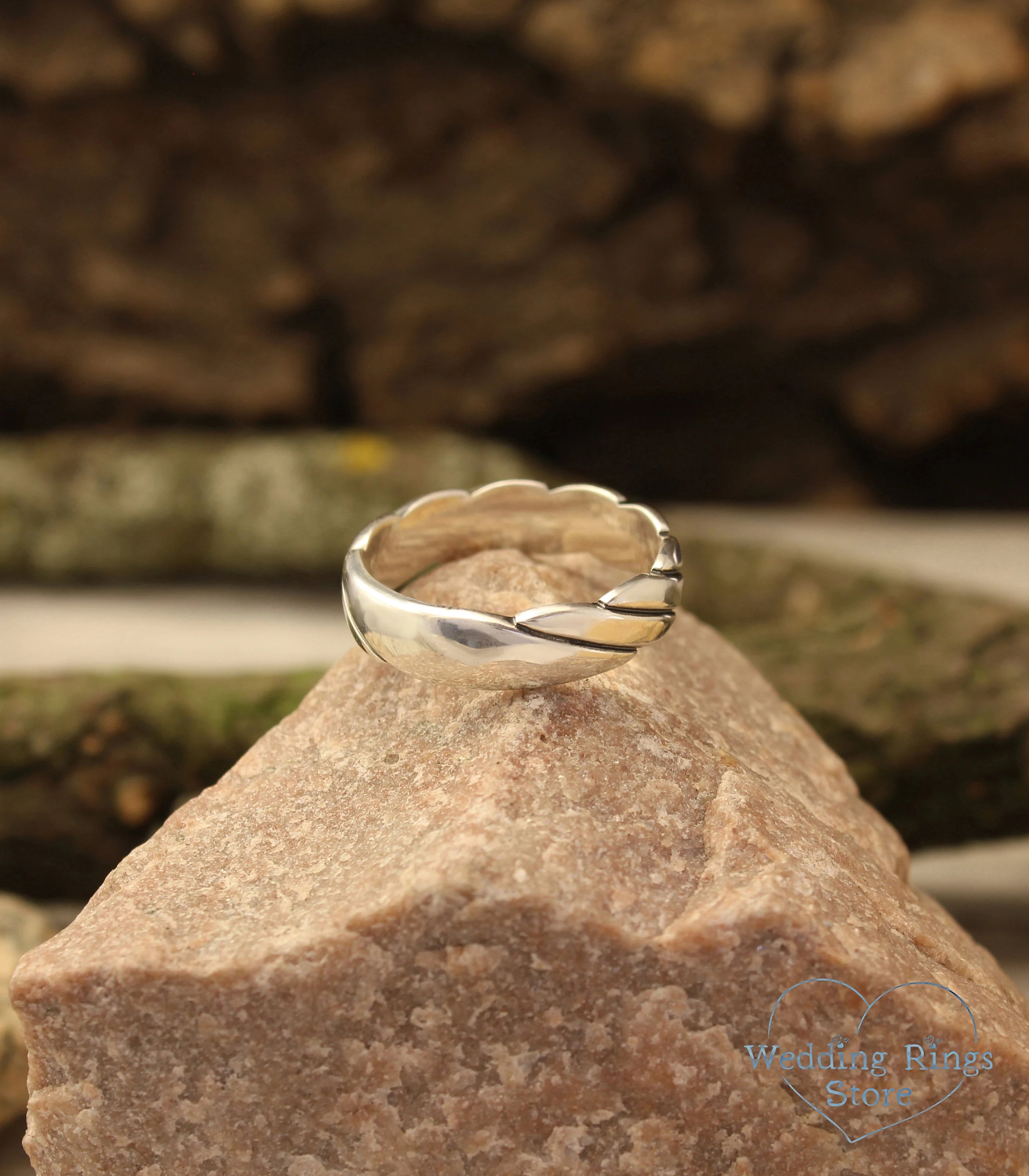 Intertwined Wavy Silver Wedding Ring Unisex