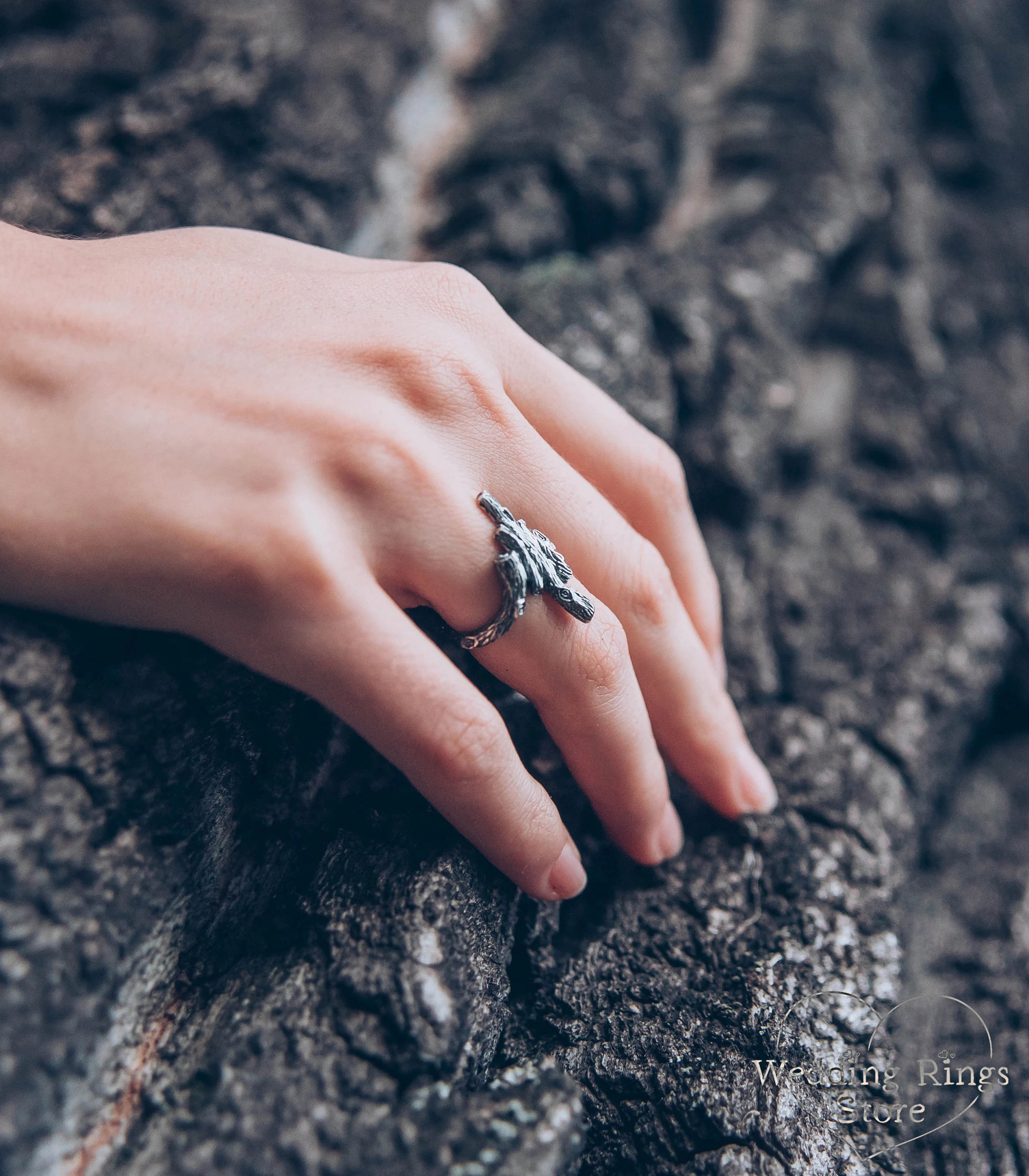 Whimsical Branch Ring Sterling Silver Rustic Style