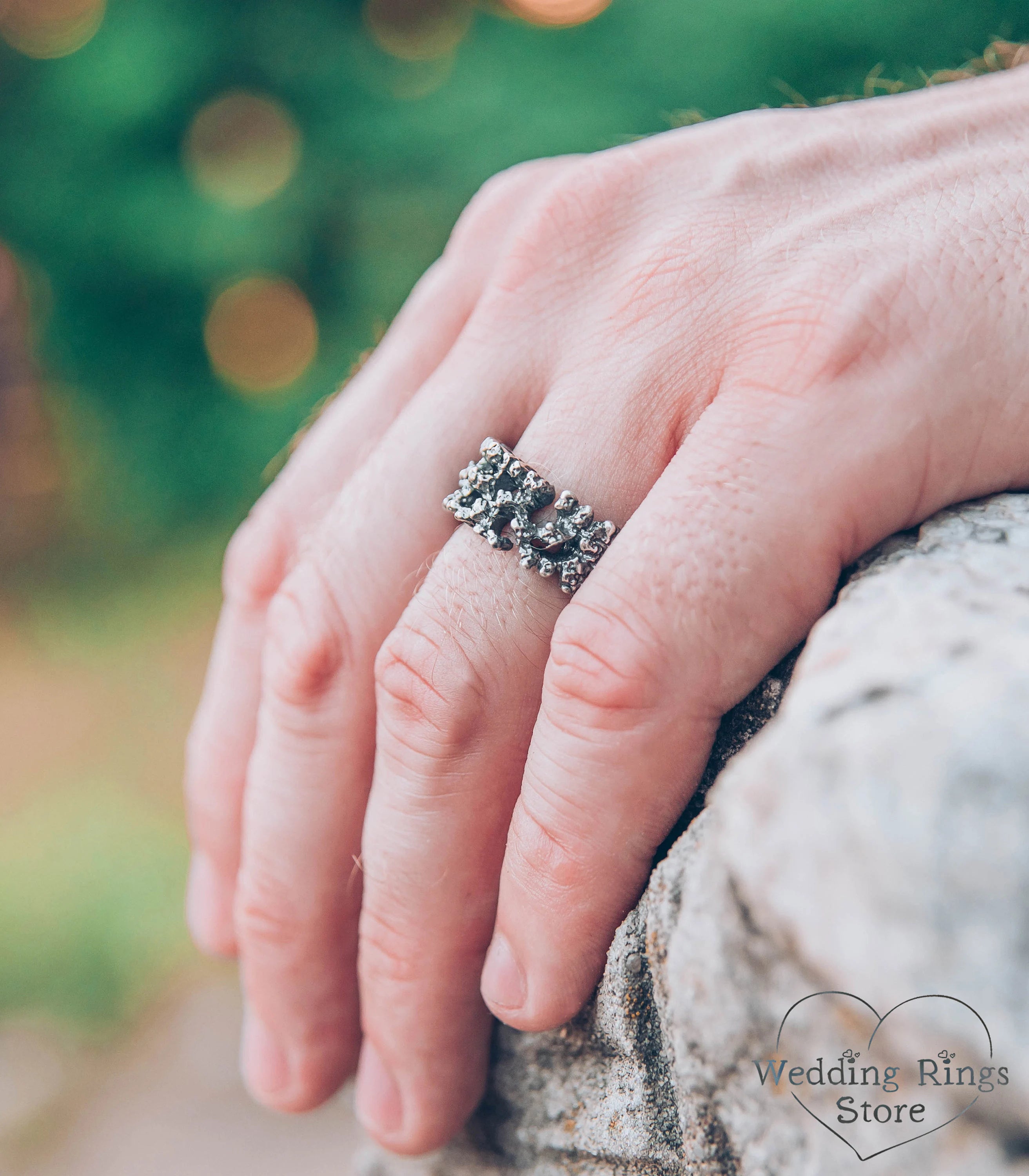 Unique Coral Ring Serling Silver Ocean Themed