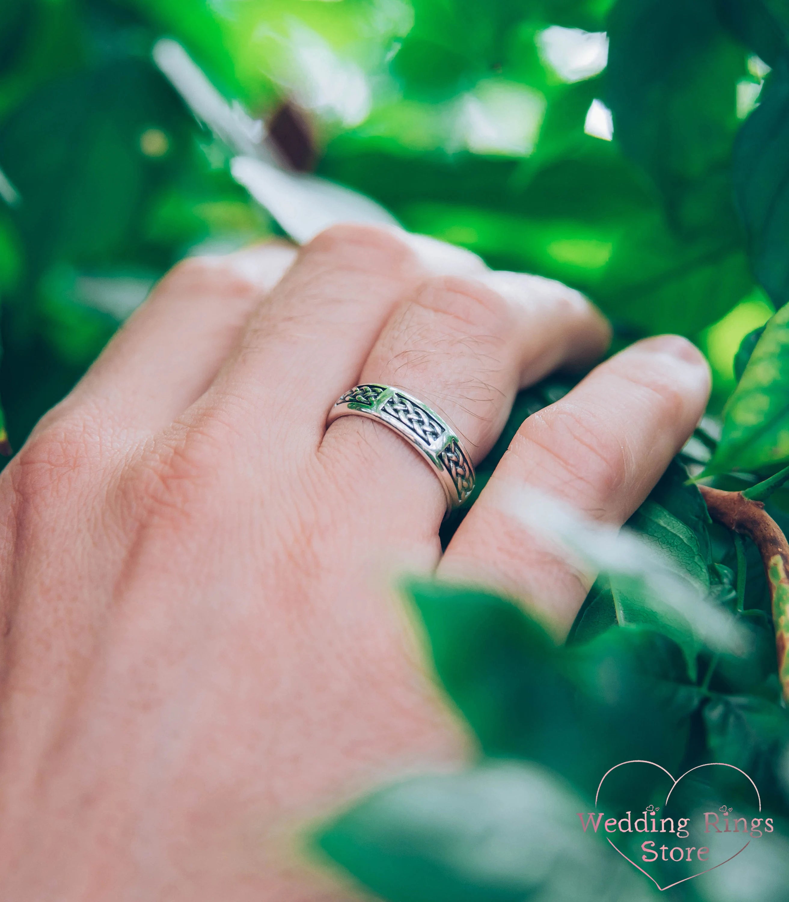 Braided Ring in Antique Style — Silver Twisted Wedding Band