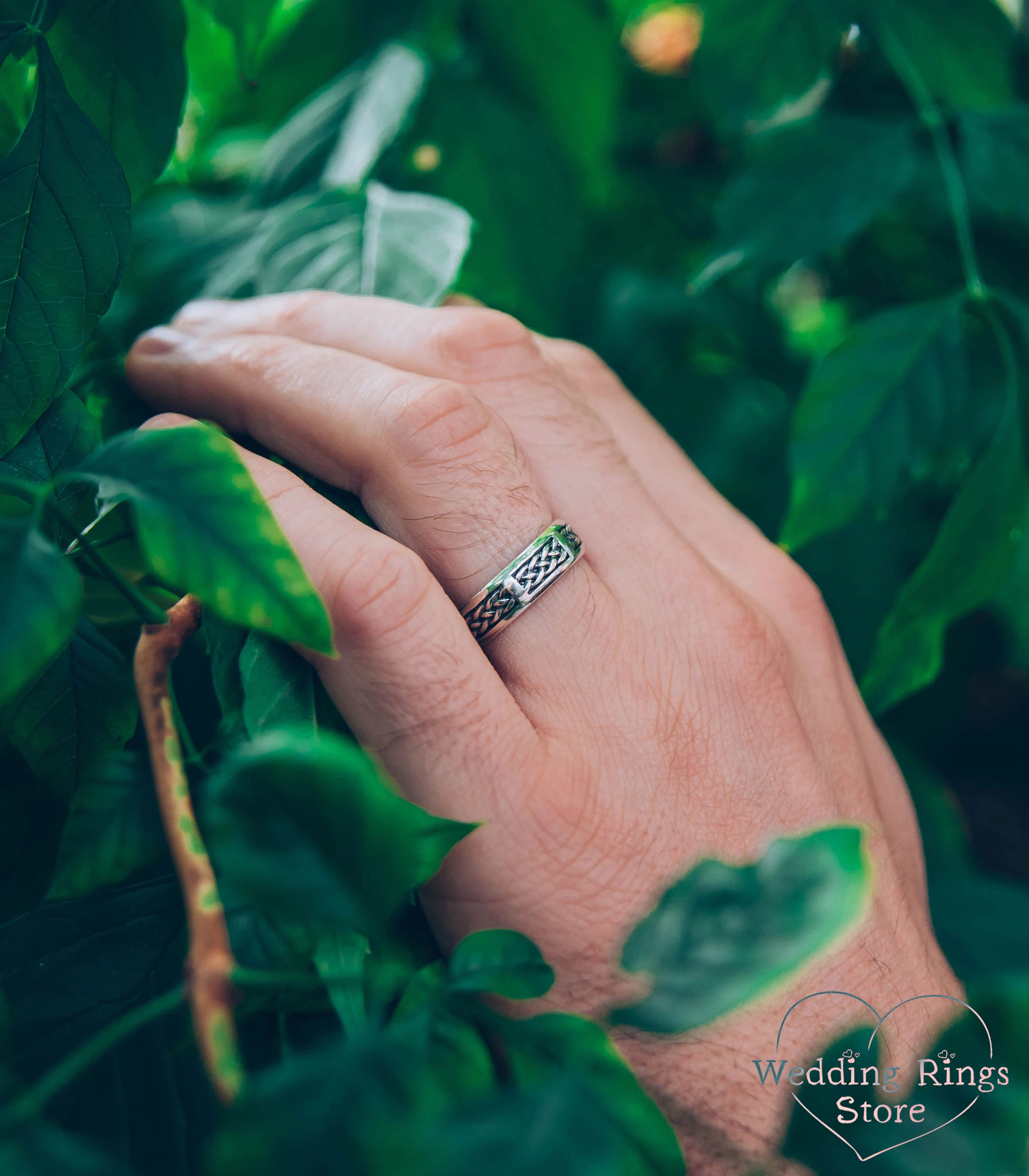 Braided Ring in Antique Style — Silver Twisted Wedding Band