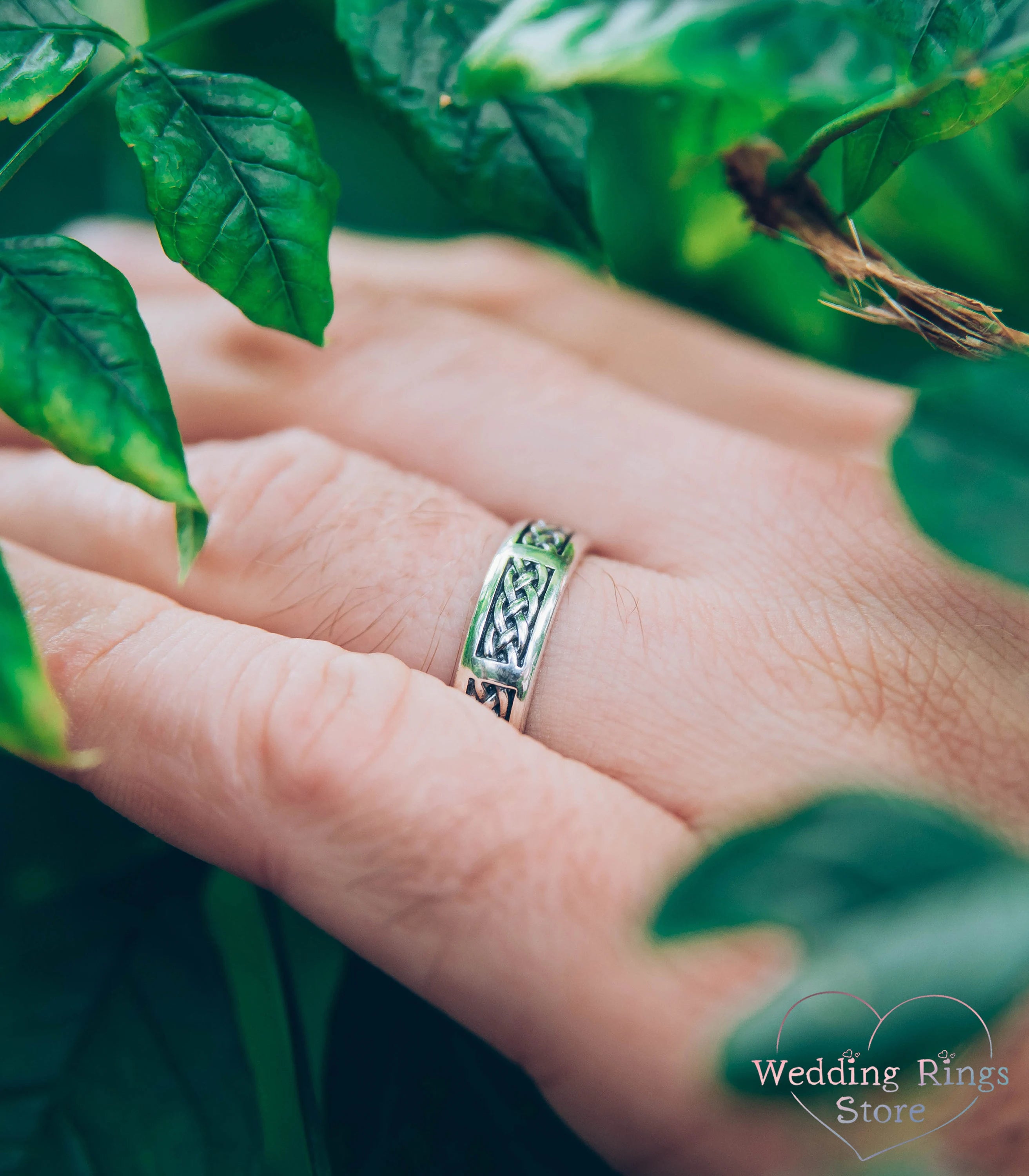 Braided Ring in Antique Style — Silver Twisted Wedding Band