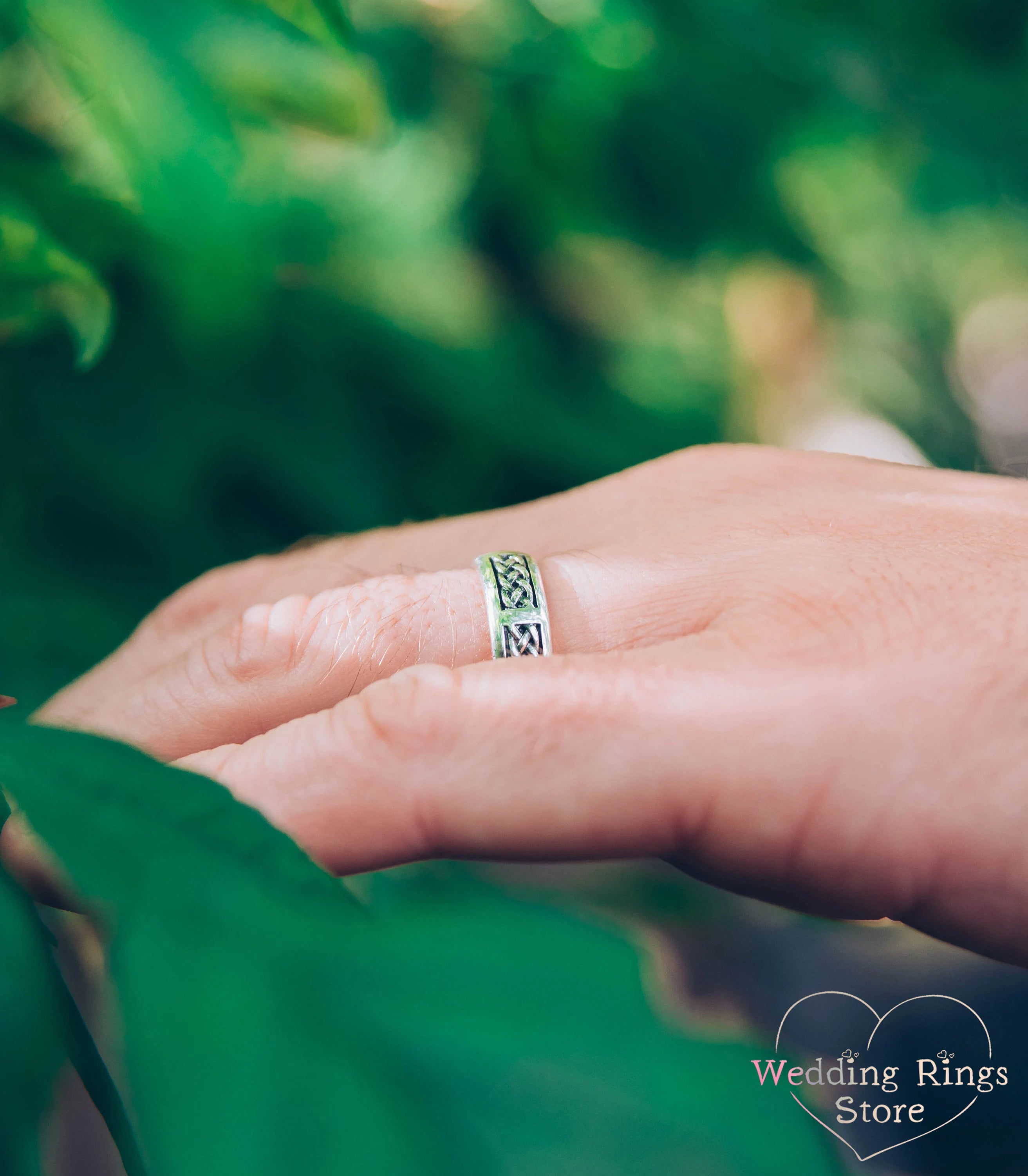 Braided Ring in Antique Style — Silver Twisted Wedding Band