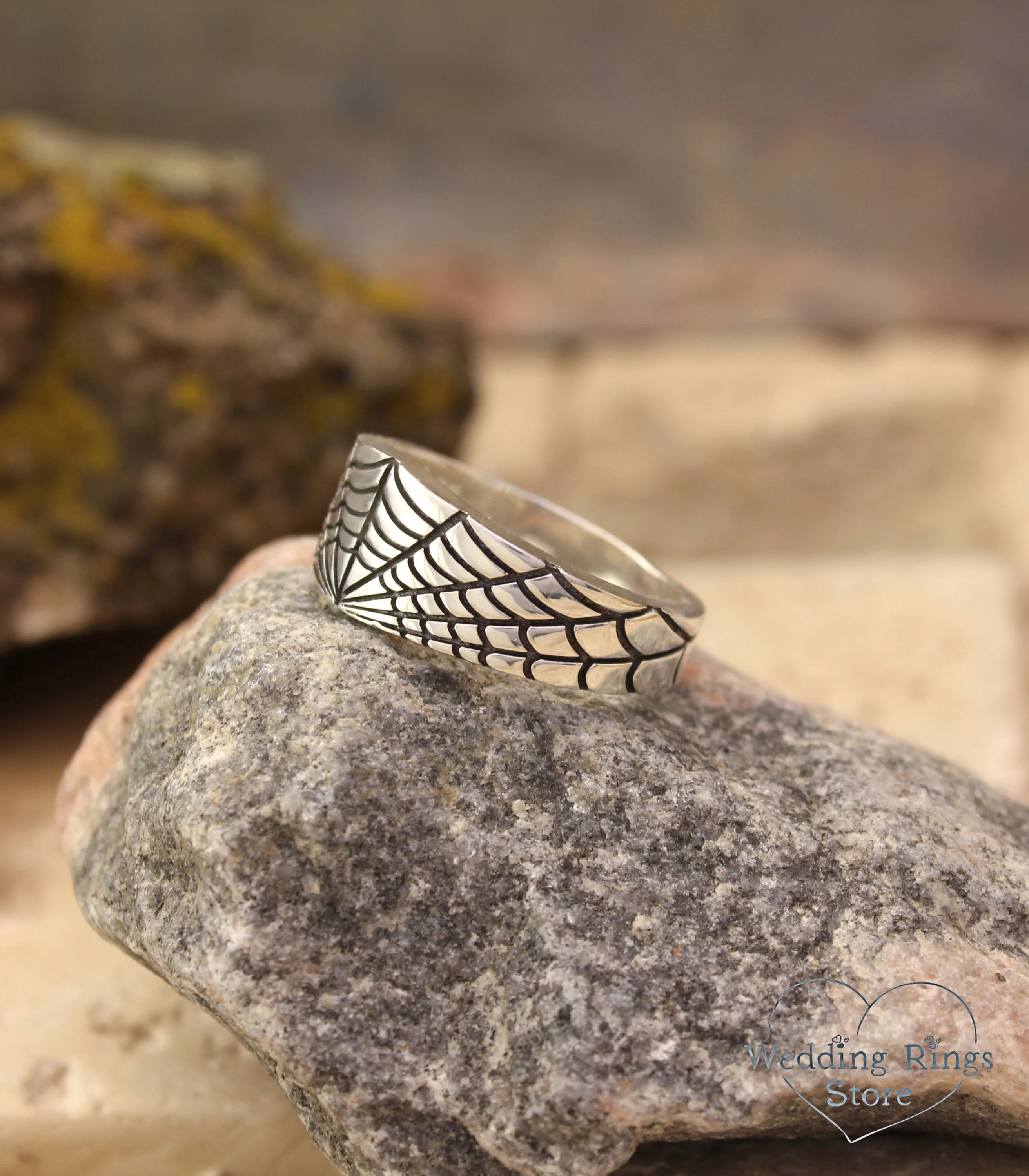 Chunky Spider Web Wedding Band for Men