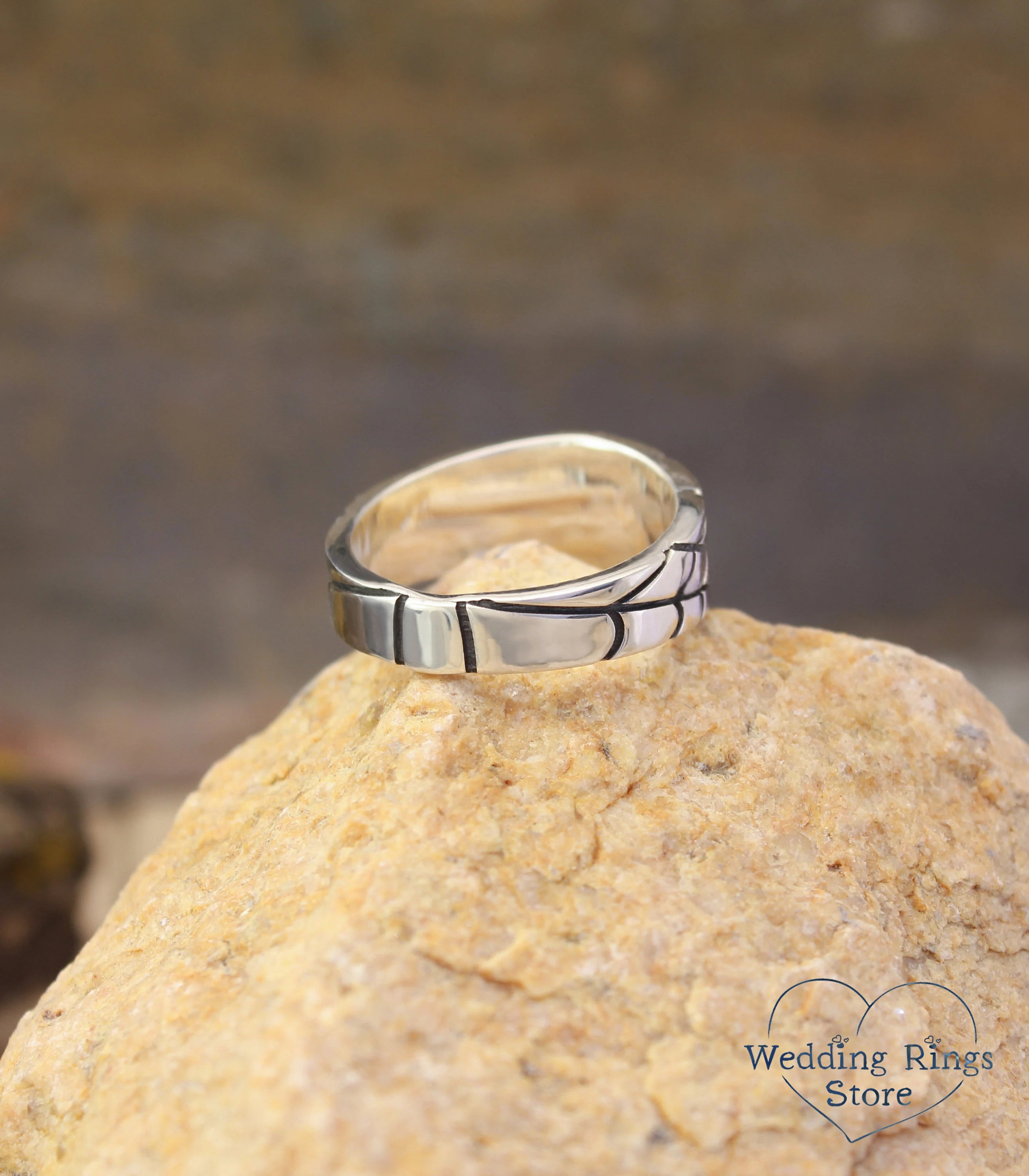 Chunky Spider Web Wedding Band for Men