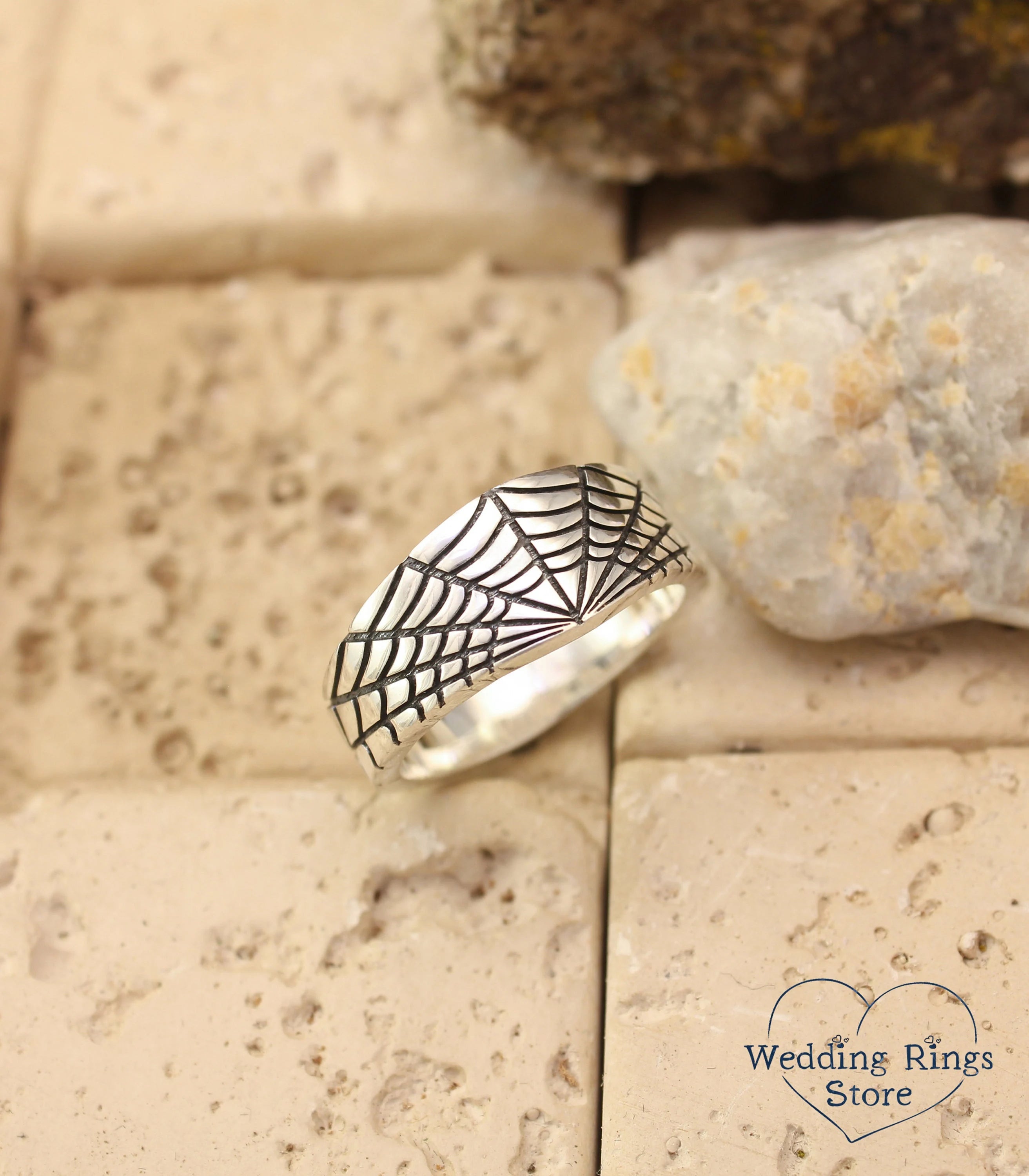 Chunky Spider Web Wedding Band for Men