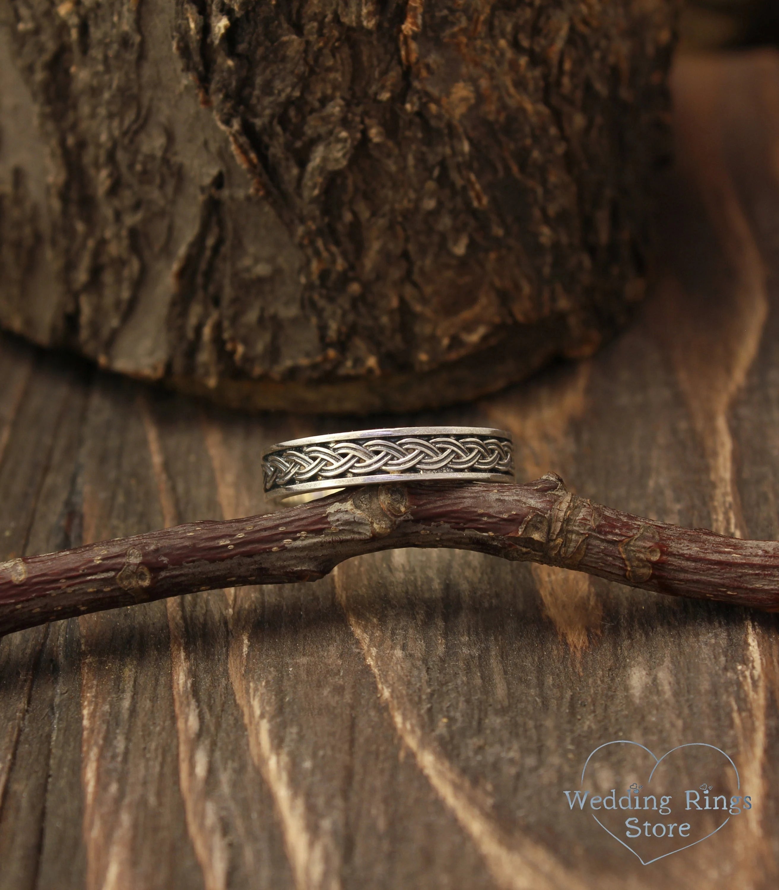 Silver Unisex Twisted Celtic Wedding Ring 4mm