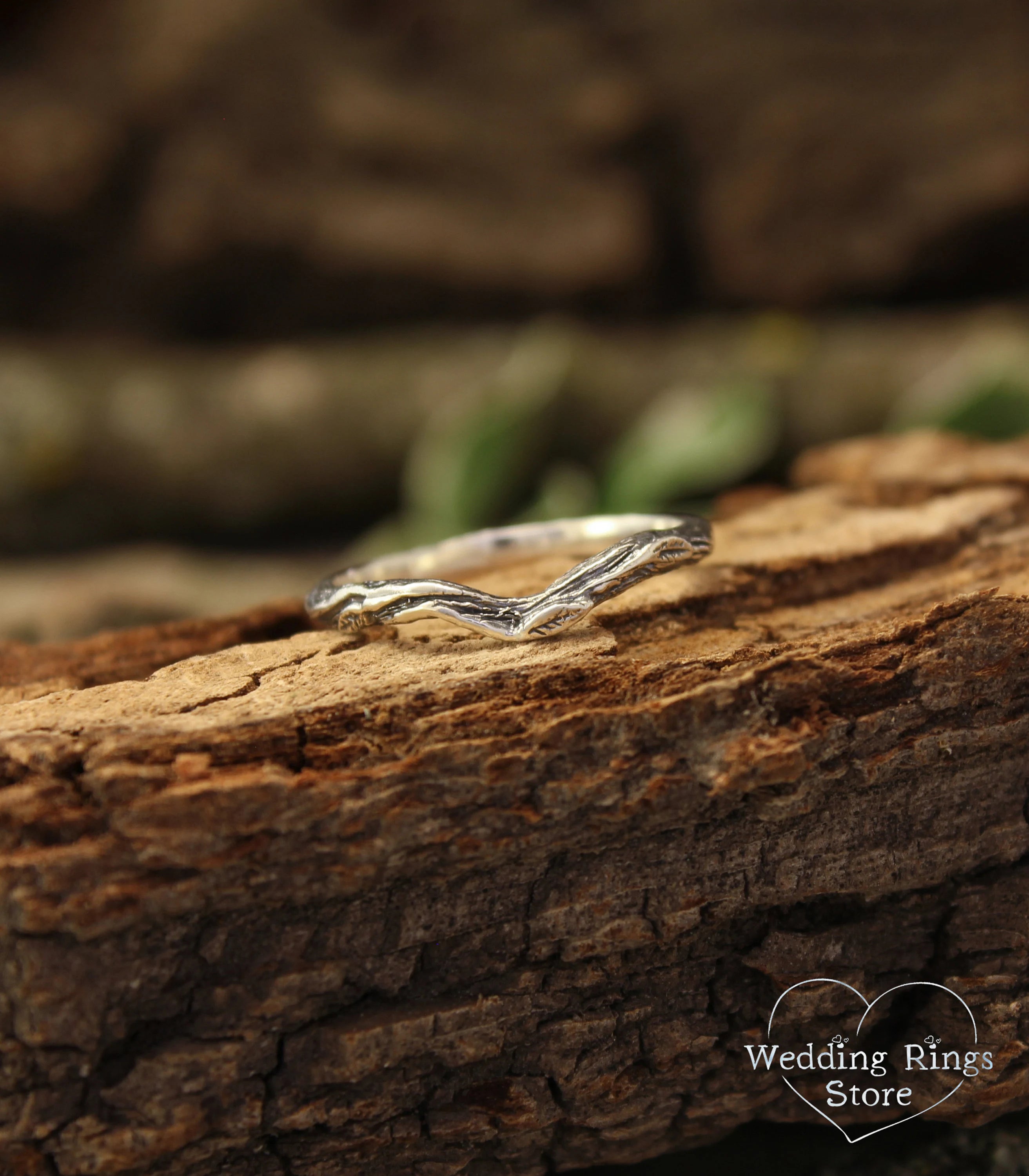 Thin Minimalist Chevron Twig and Leaf Ring for everyday