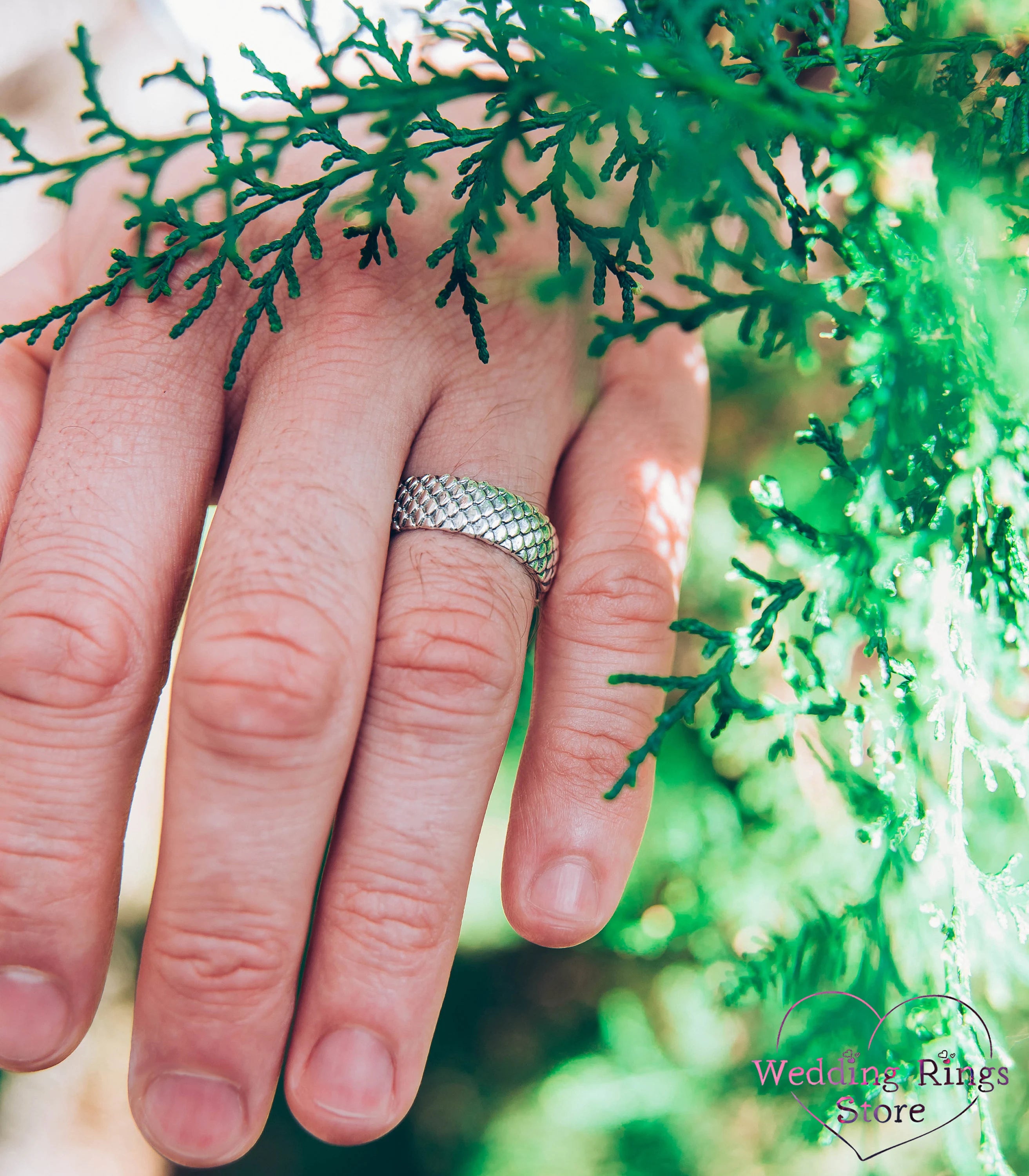 Unique Men's Fish Scales Ring in Sterling Silver