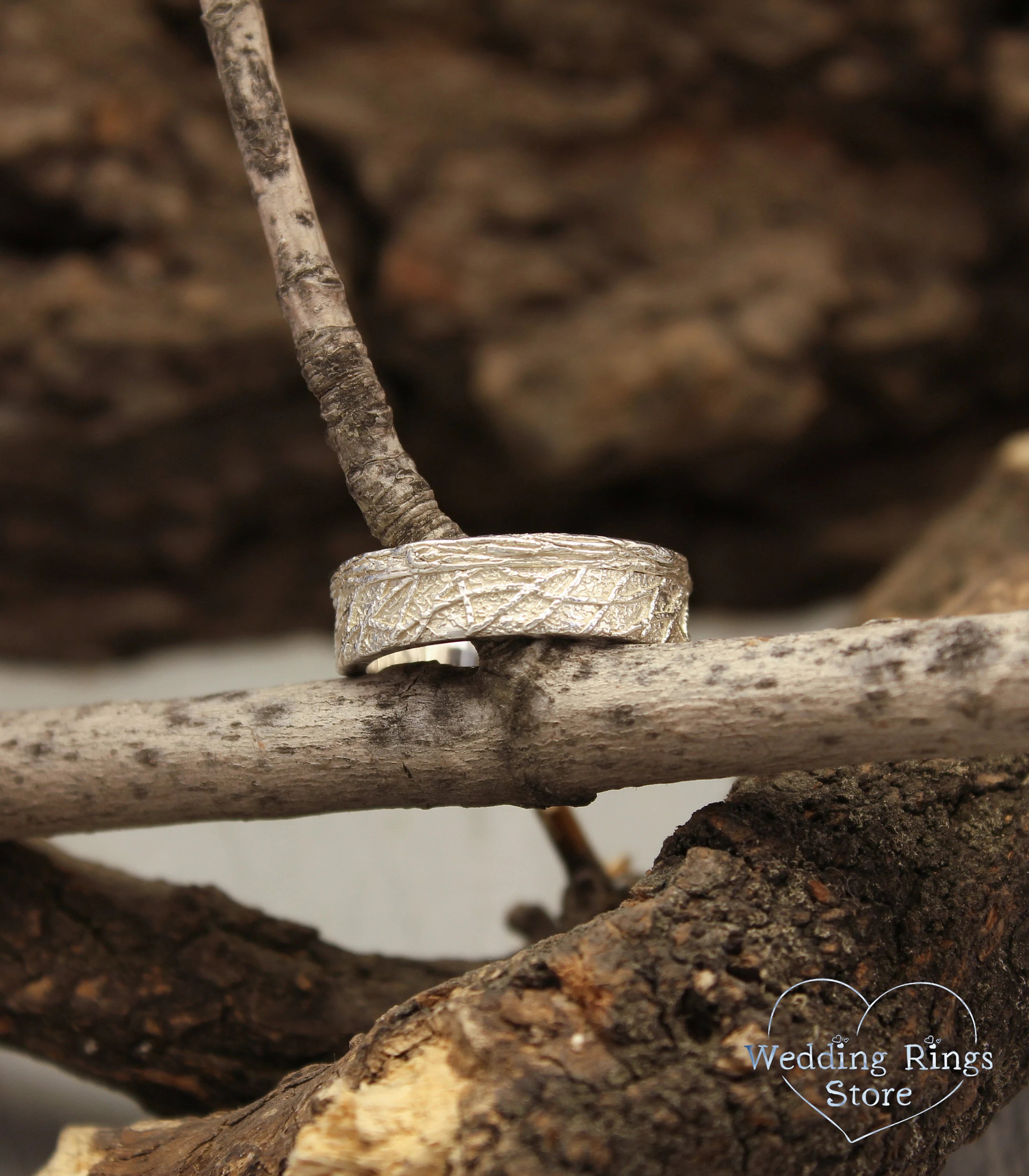 Stout and Textured Silver Ring and alternative Wedding Band