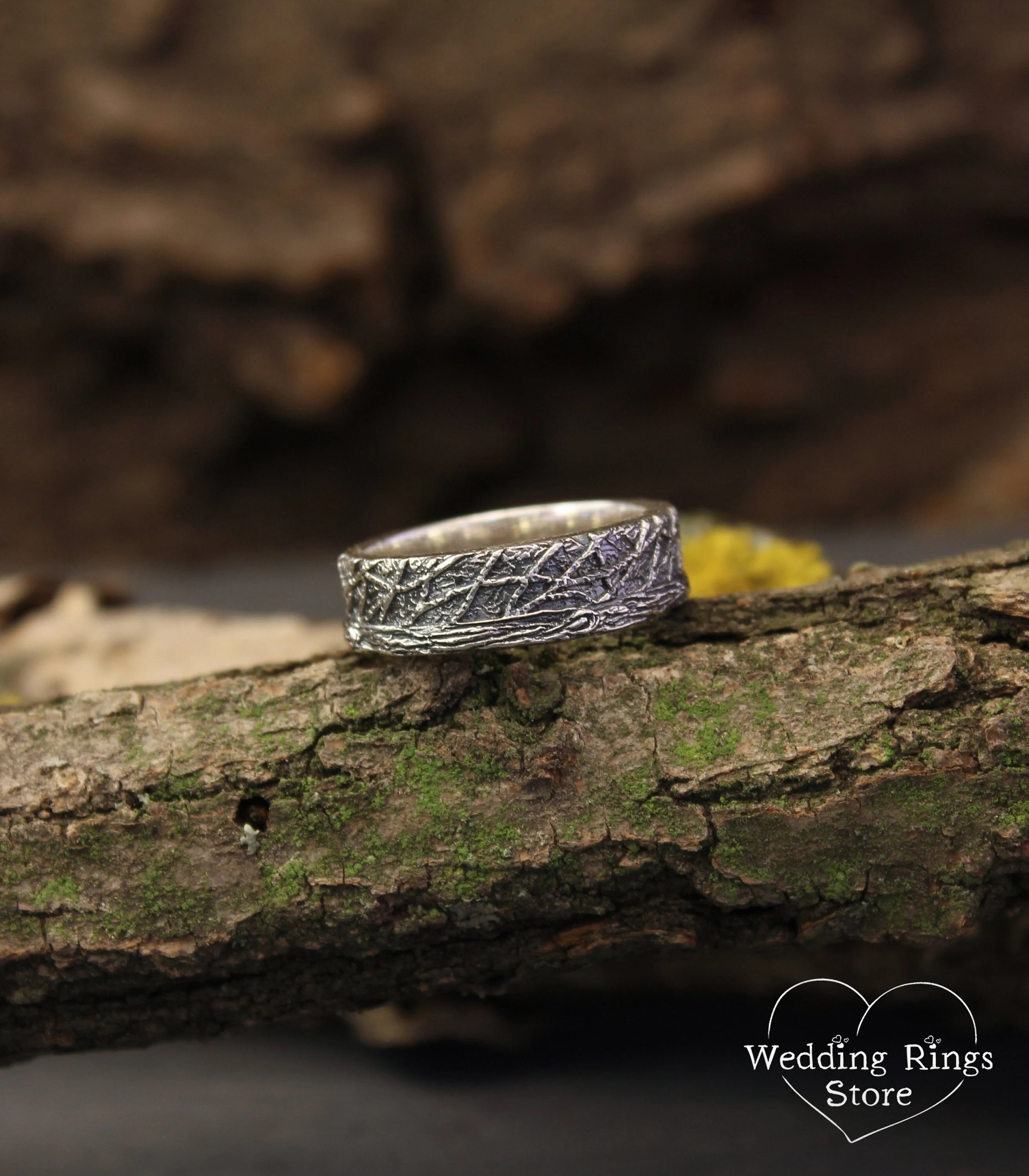 Stout and Textured Silver Ring and alternative Wedding Band