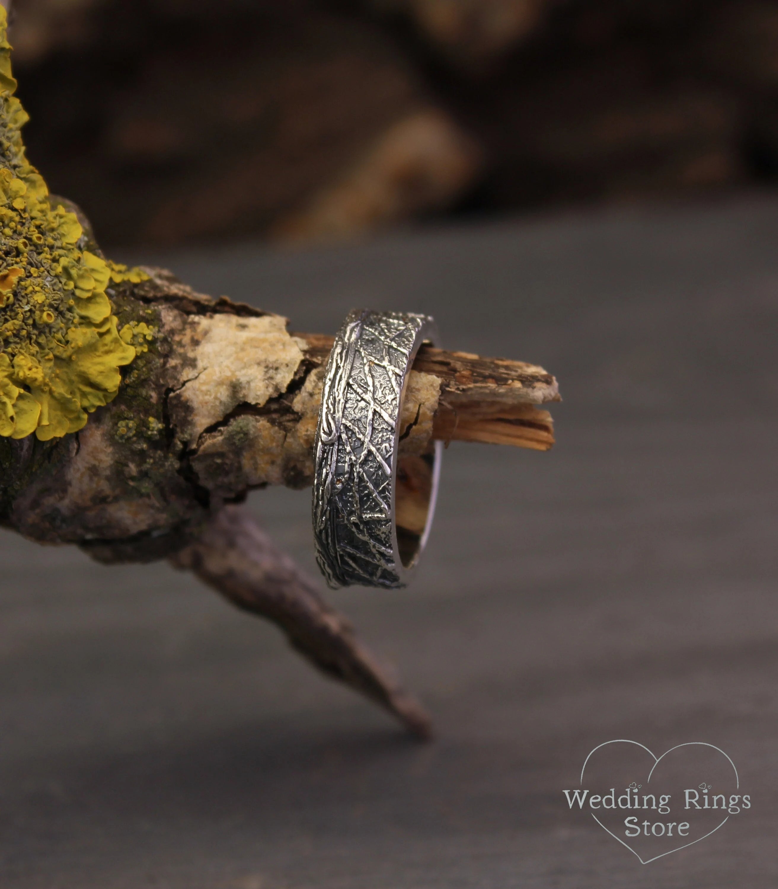 Stout and Textured Silver Ring and alternative Wedding Band