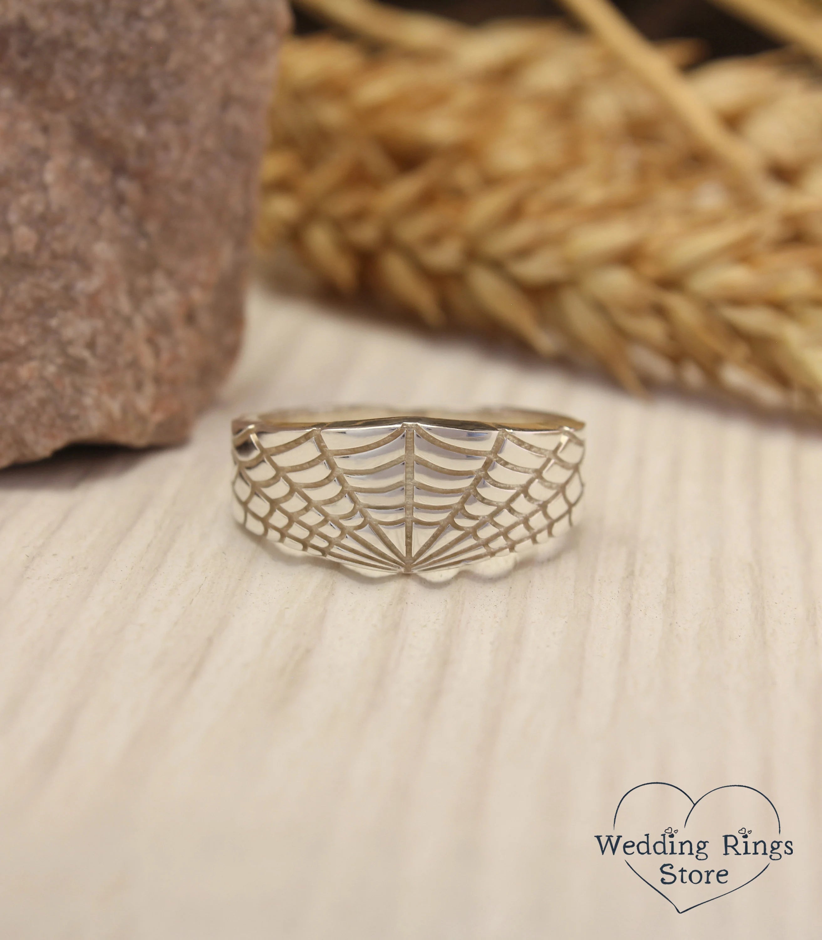 Chunky Spider Web Wedding Band for Men