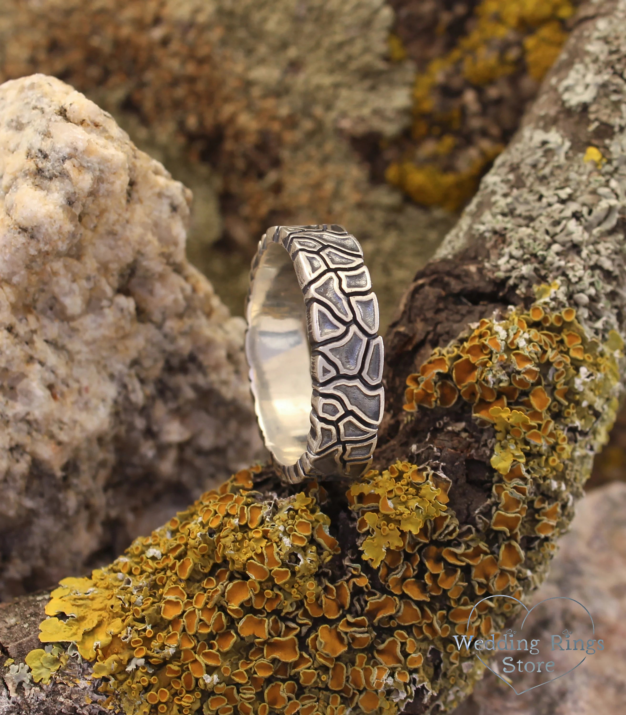 Brutalist Solid Sterling Silver Band inspired by Nature