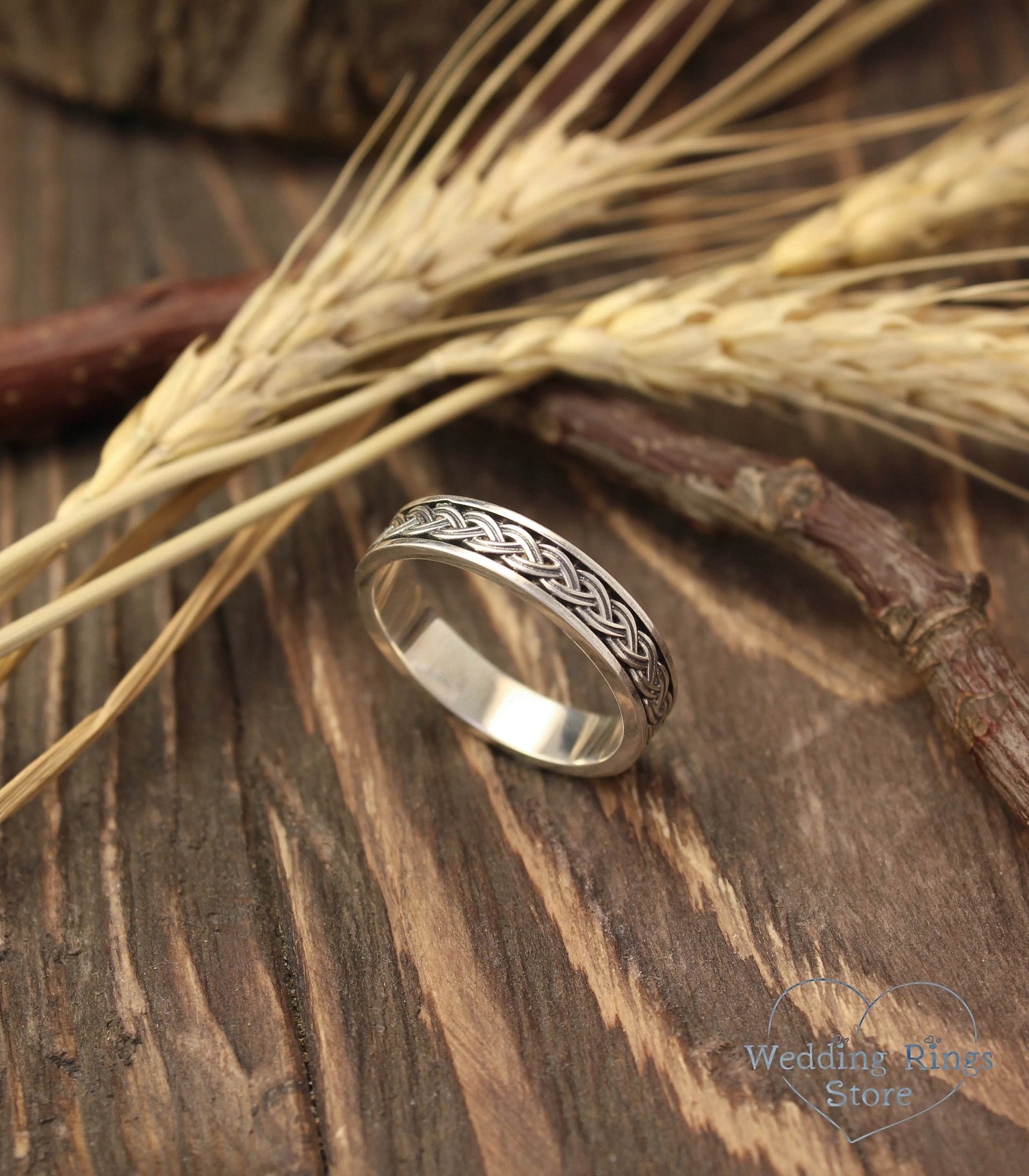 Silver Unisex Twisted Celtic Wedding Ring 4mm