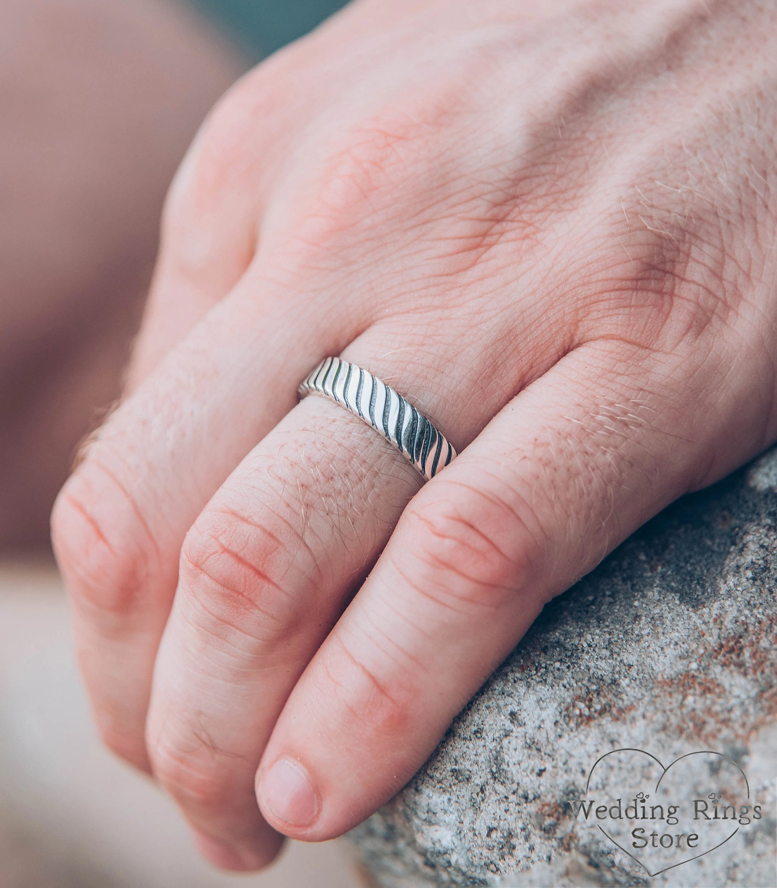 Durable Silver Ring for Wedding inspired by Wild Nature