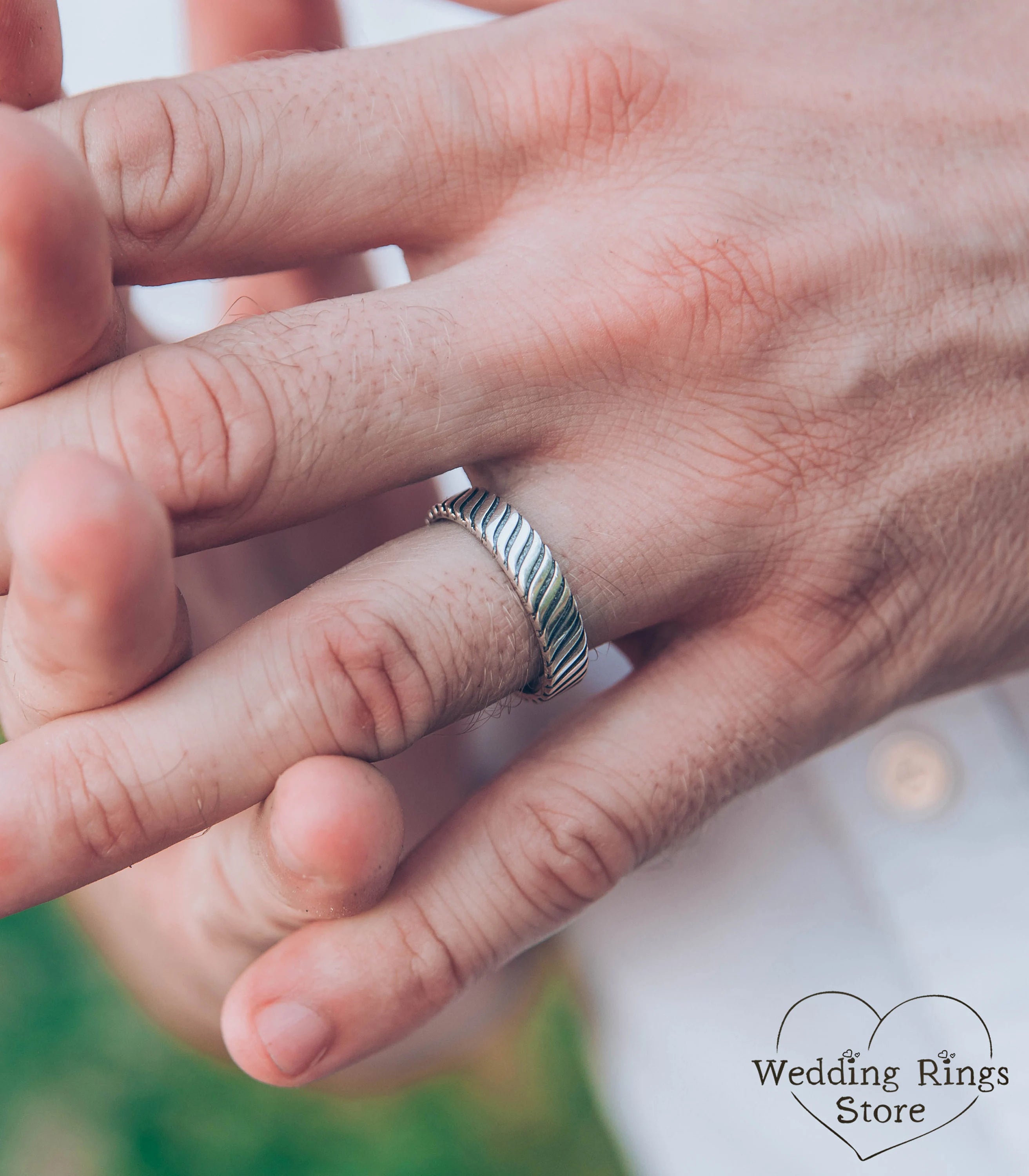 Durable Silver Ring for Wedding inspired by Wild Nature