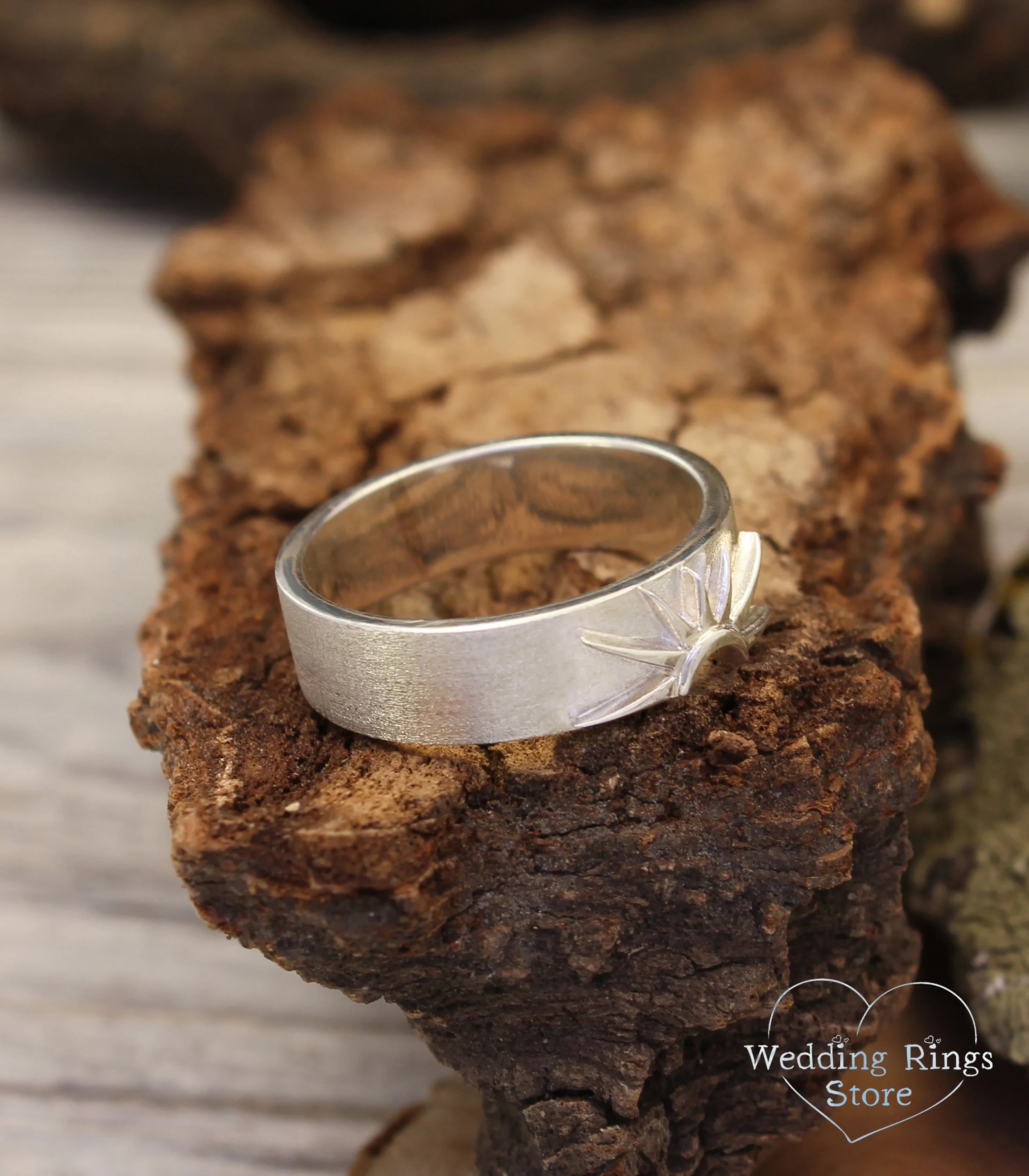 Moon Wedding Ring for Him — Sterling Silver Men's Wedding Band