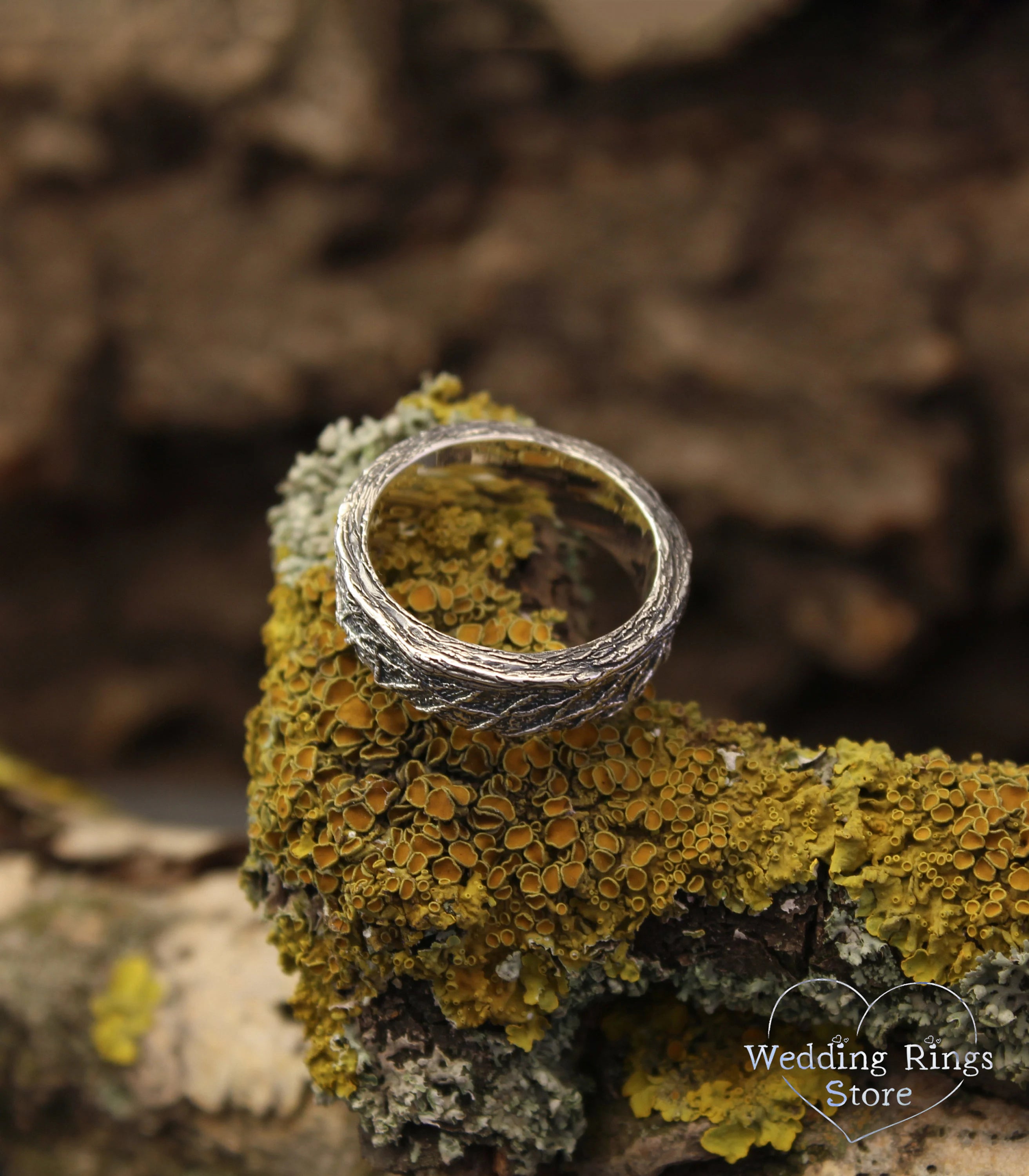 Stout and Textured Silver Ring and alternative Wedding Band