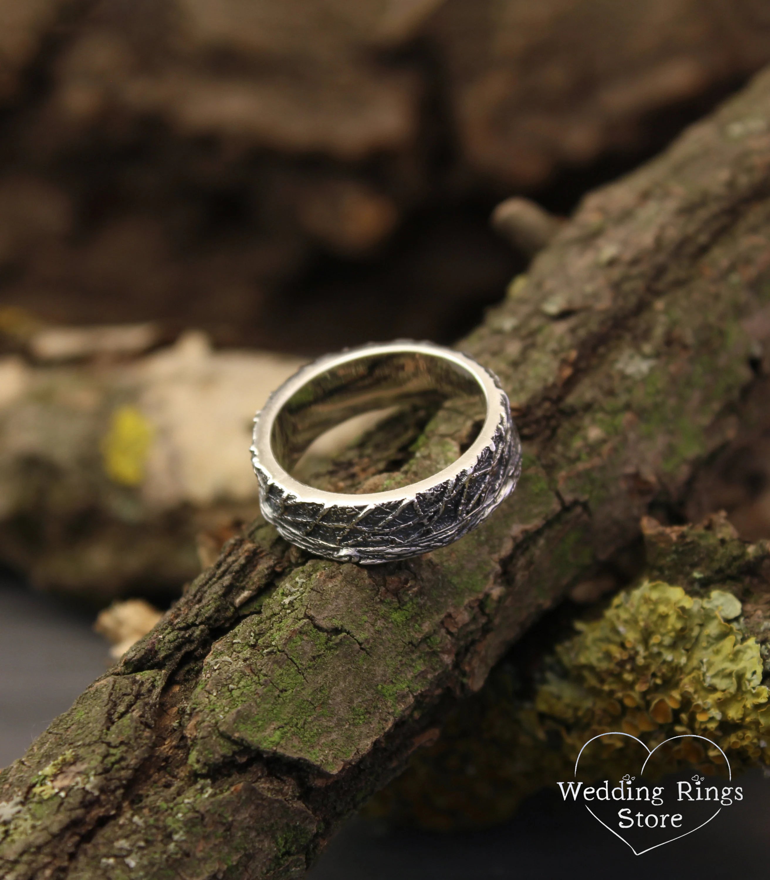 Stout and Textured Silver Ring and alternative Wedding Band