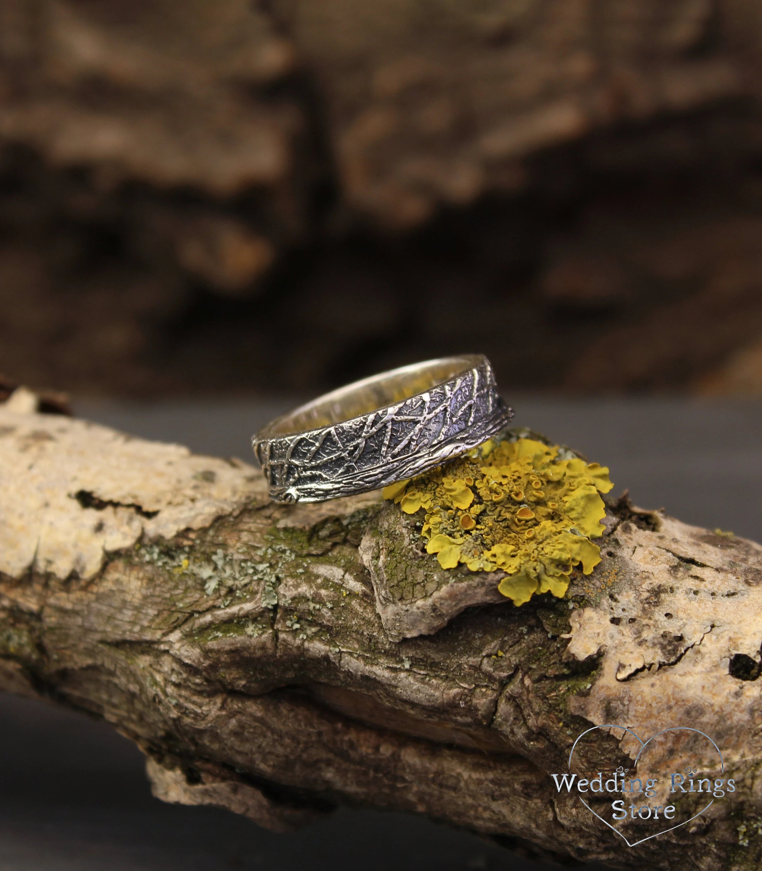 Stout and Textured Silver Ring and alternative Wedding Band