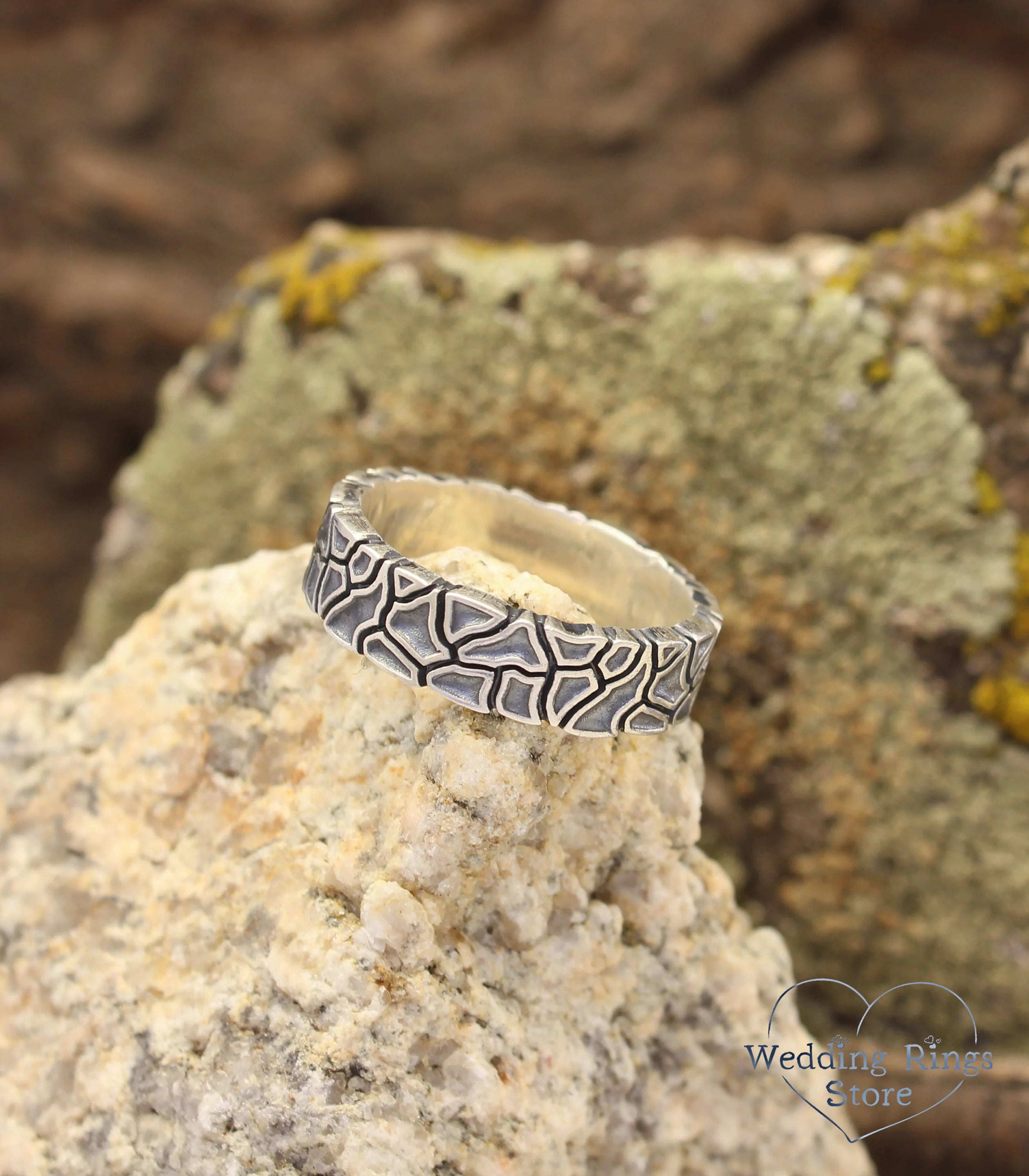 Brutalist Solid Sterling Silver Band inspired by Nature