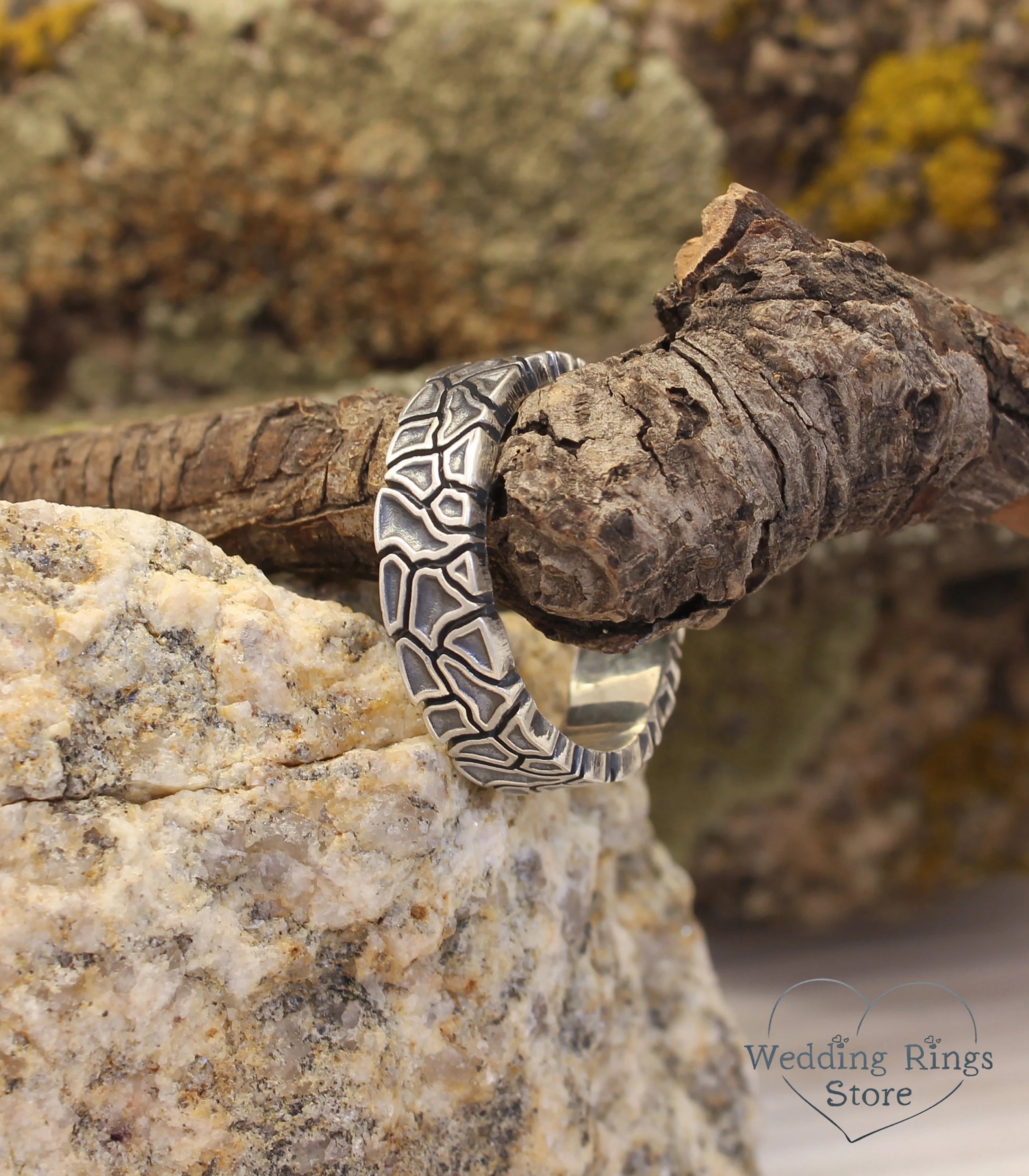 Brutalist Solid Sterling Silver Band inspired by Nature