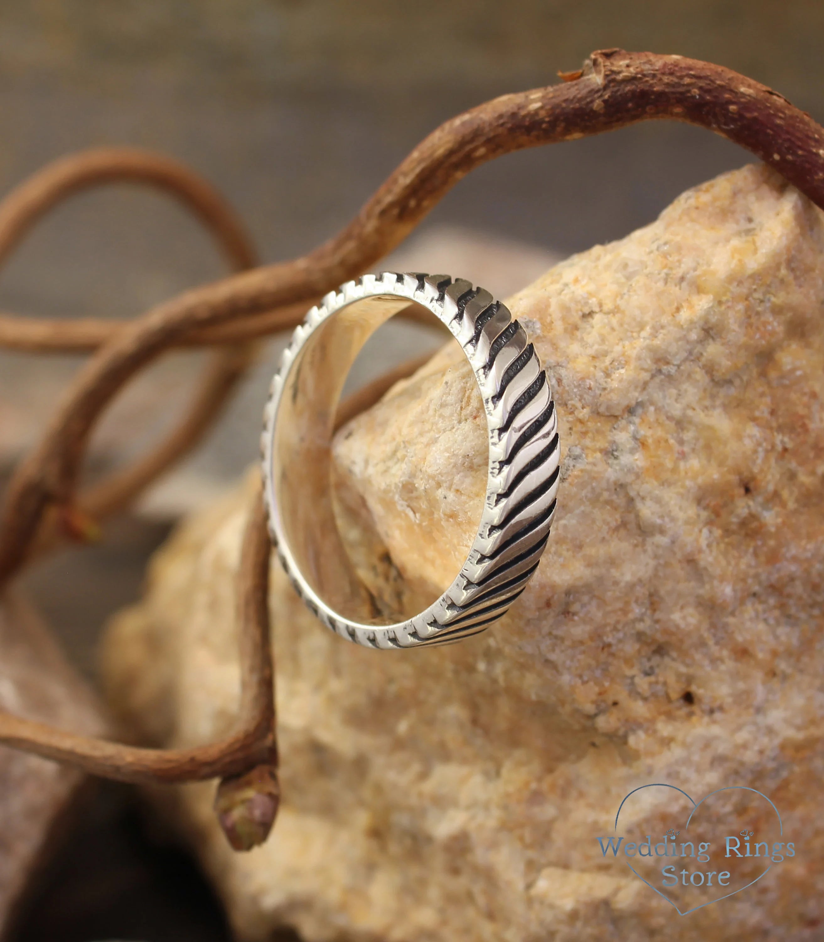 Durable Silver Ring for Wedding inspired by Wild Nature