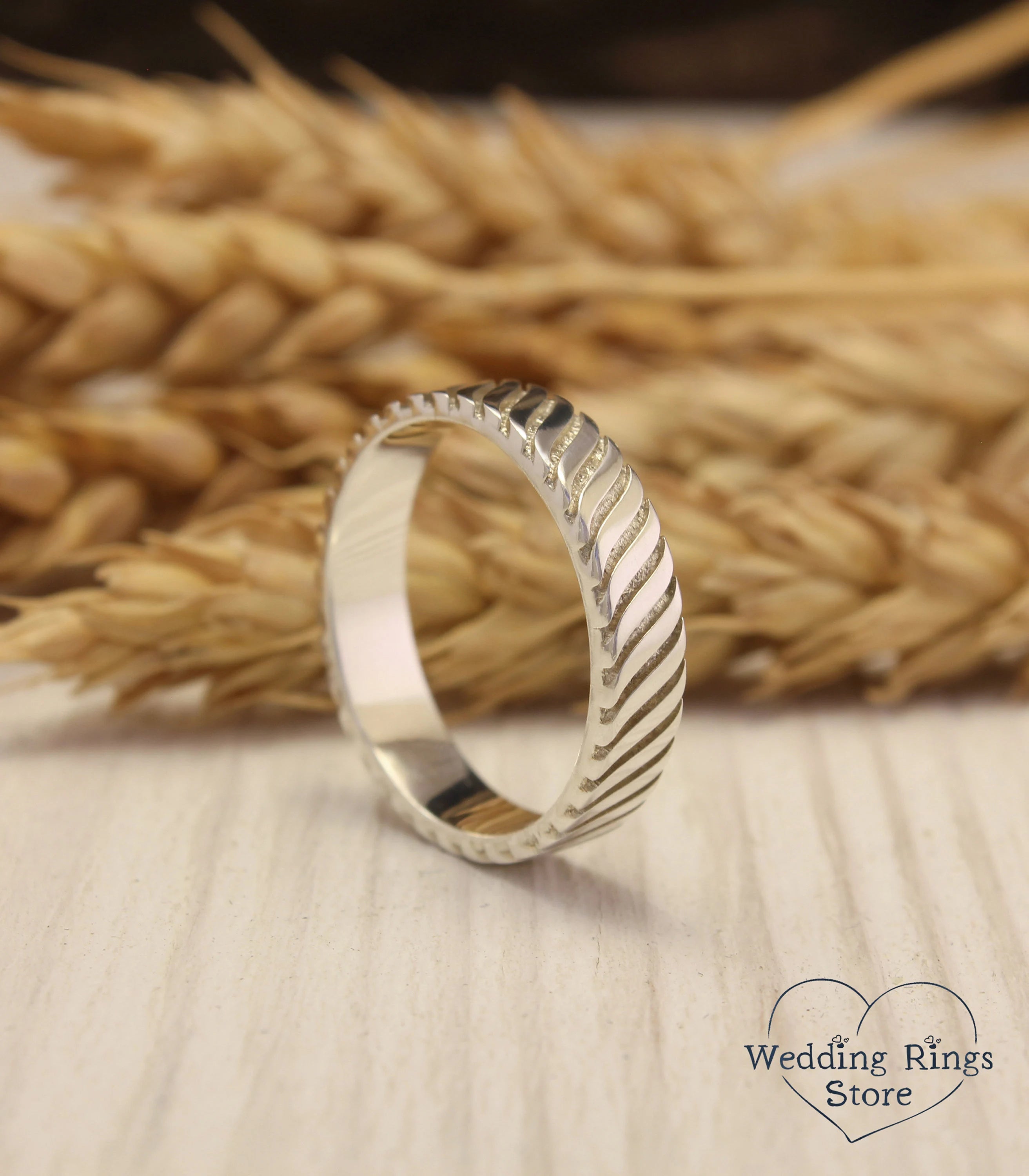 Durable Silver Ring for Wedding inspired by Wild Nature