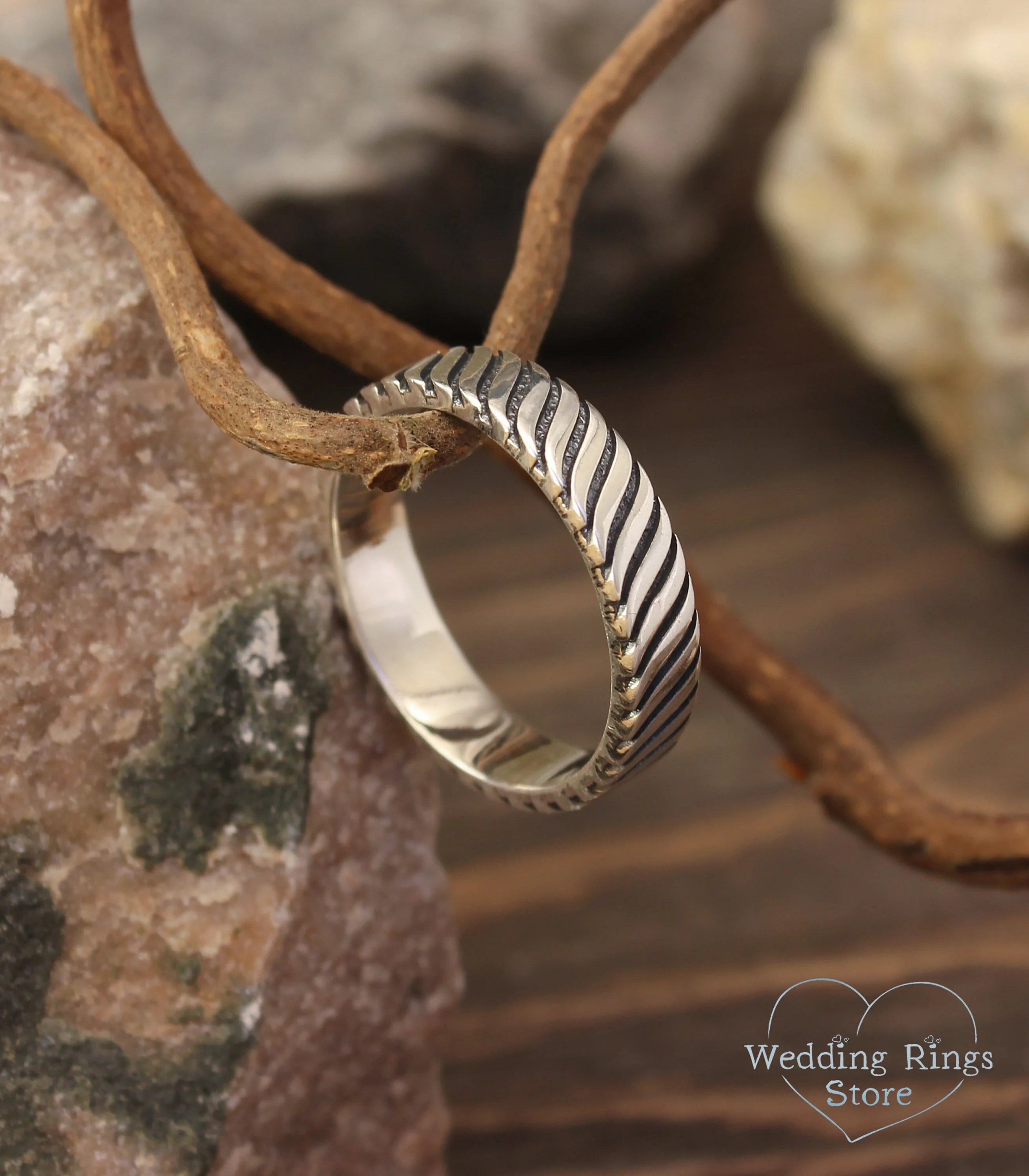 Durable Silver Ring for Wedding inspired by Wild Nature