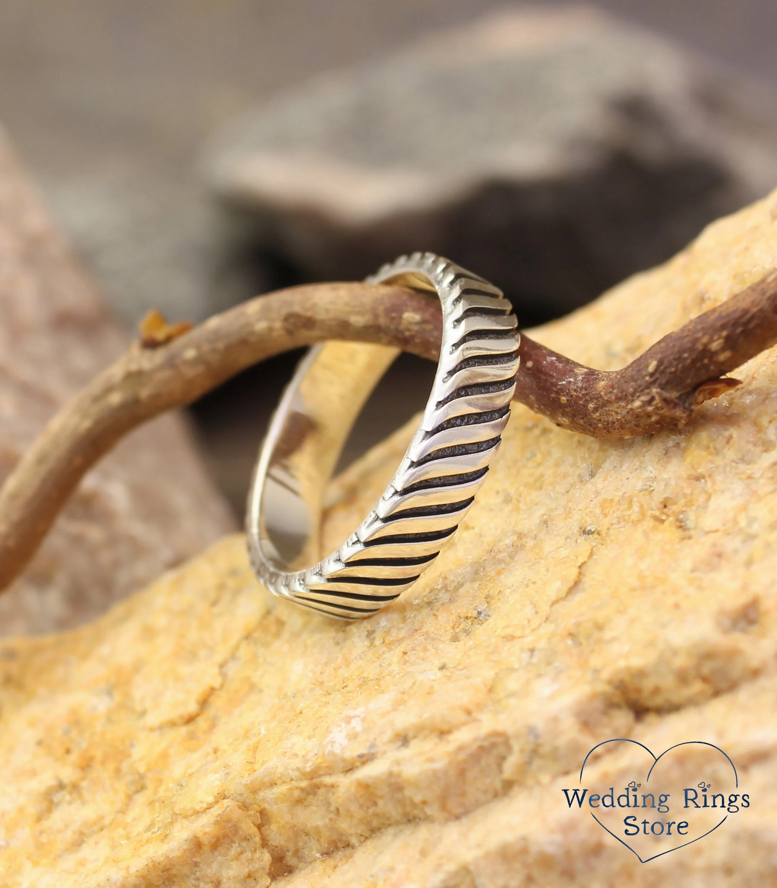 Durable Silver Ring for Wedding inspired by Wild Nature