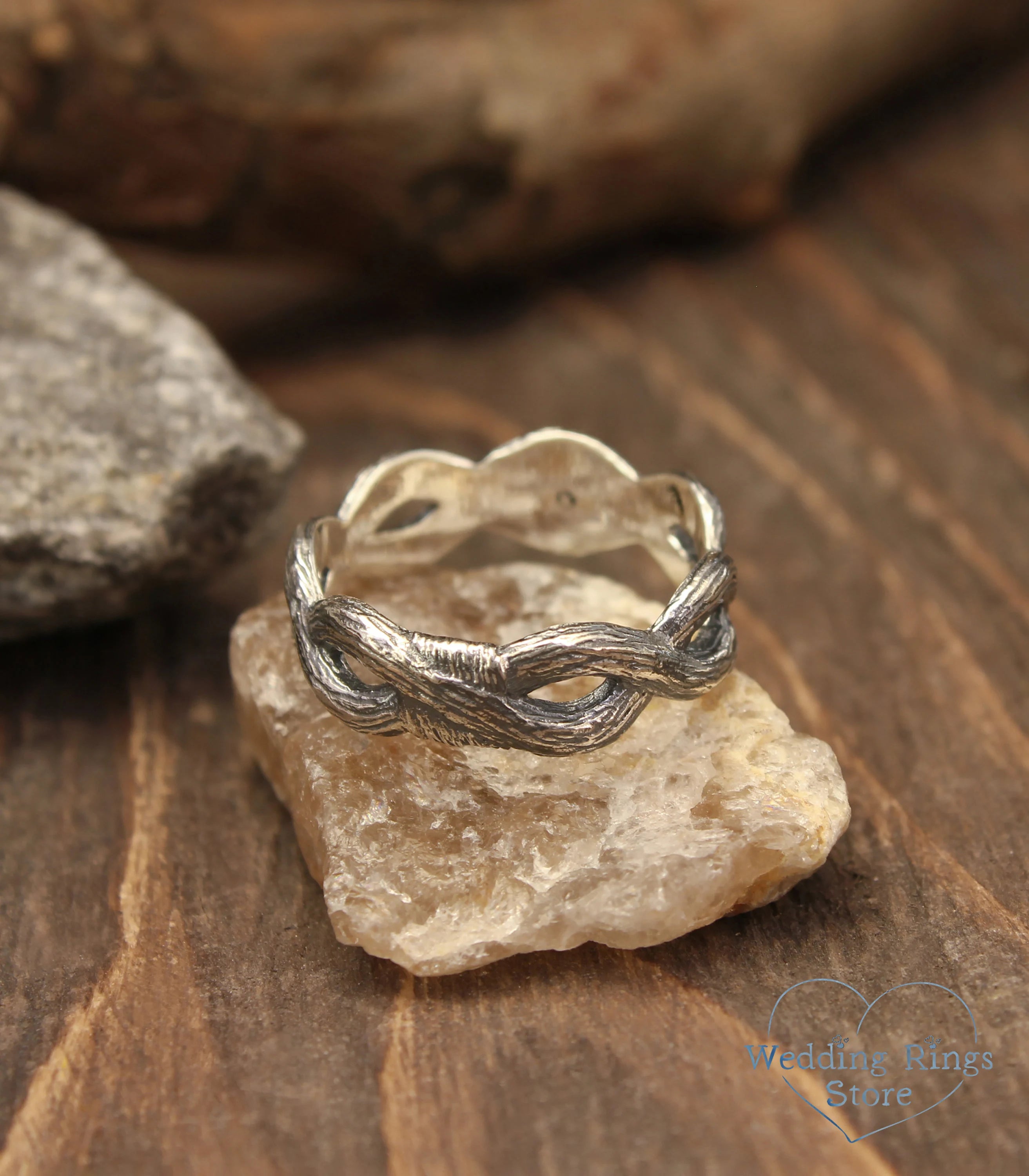 Twist Branch Infinity Wedding Band with Real Sapphire