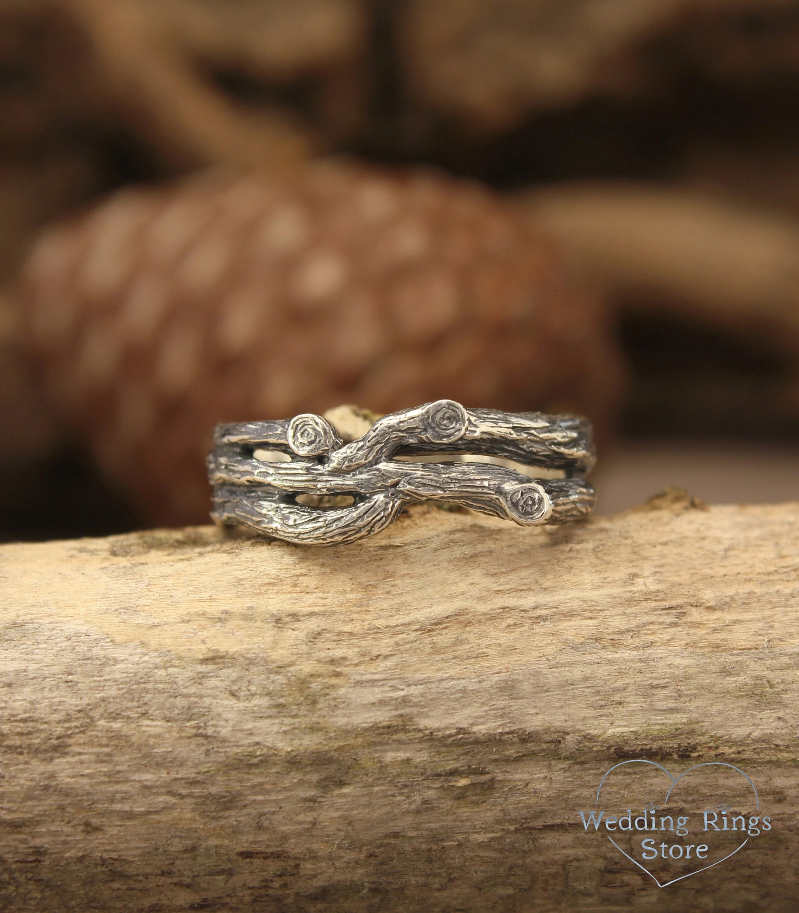 Handmade Silver Gift for Her — Rustic Wedding Ring for Him