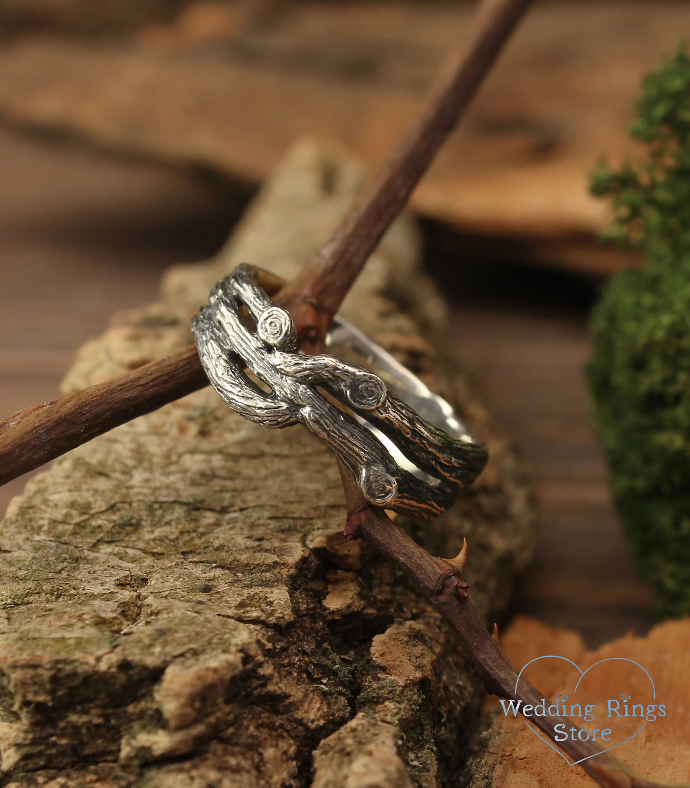 Handmade Silver Gift for Her — Rustic Wedding Ring for Him