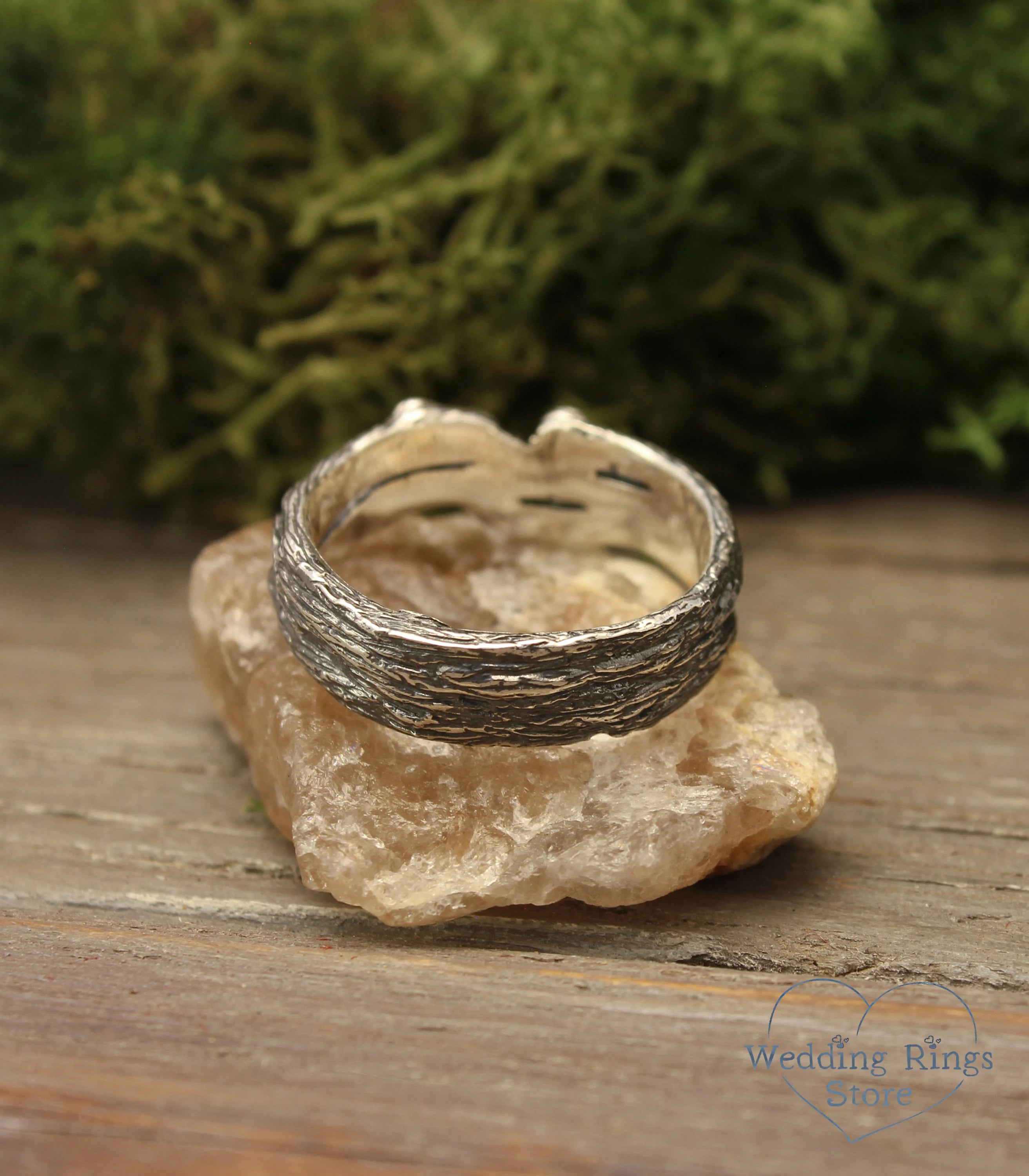 Handmade Silver Gift for Her — Rustic Wedding Ring for Him