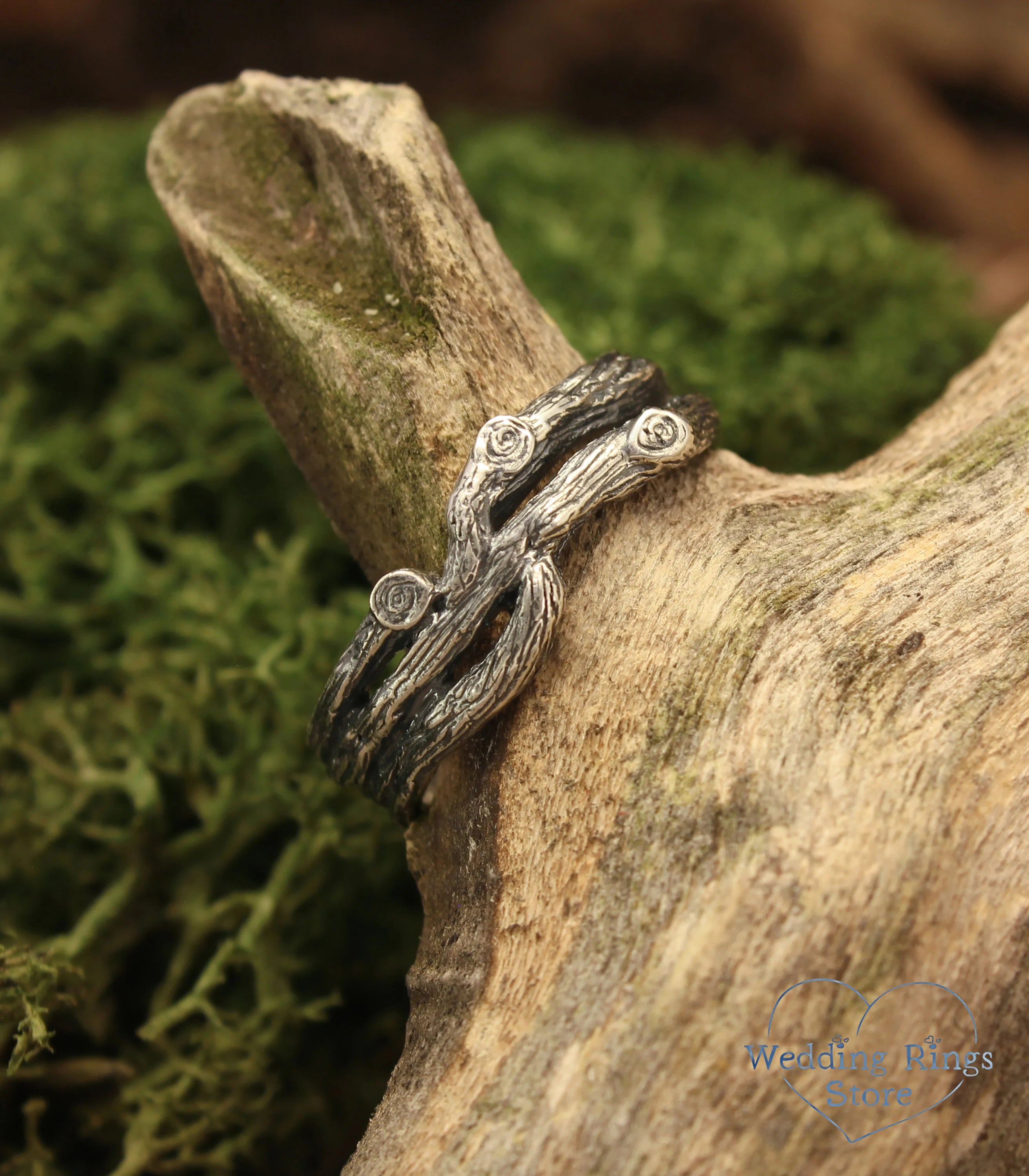 Handmade Silver Gift for Her — Rustic Wedding Ring for Him