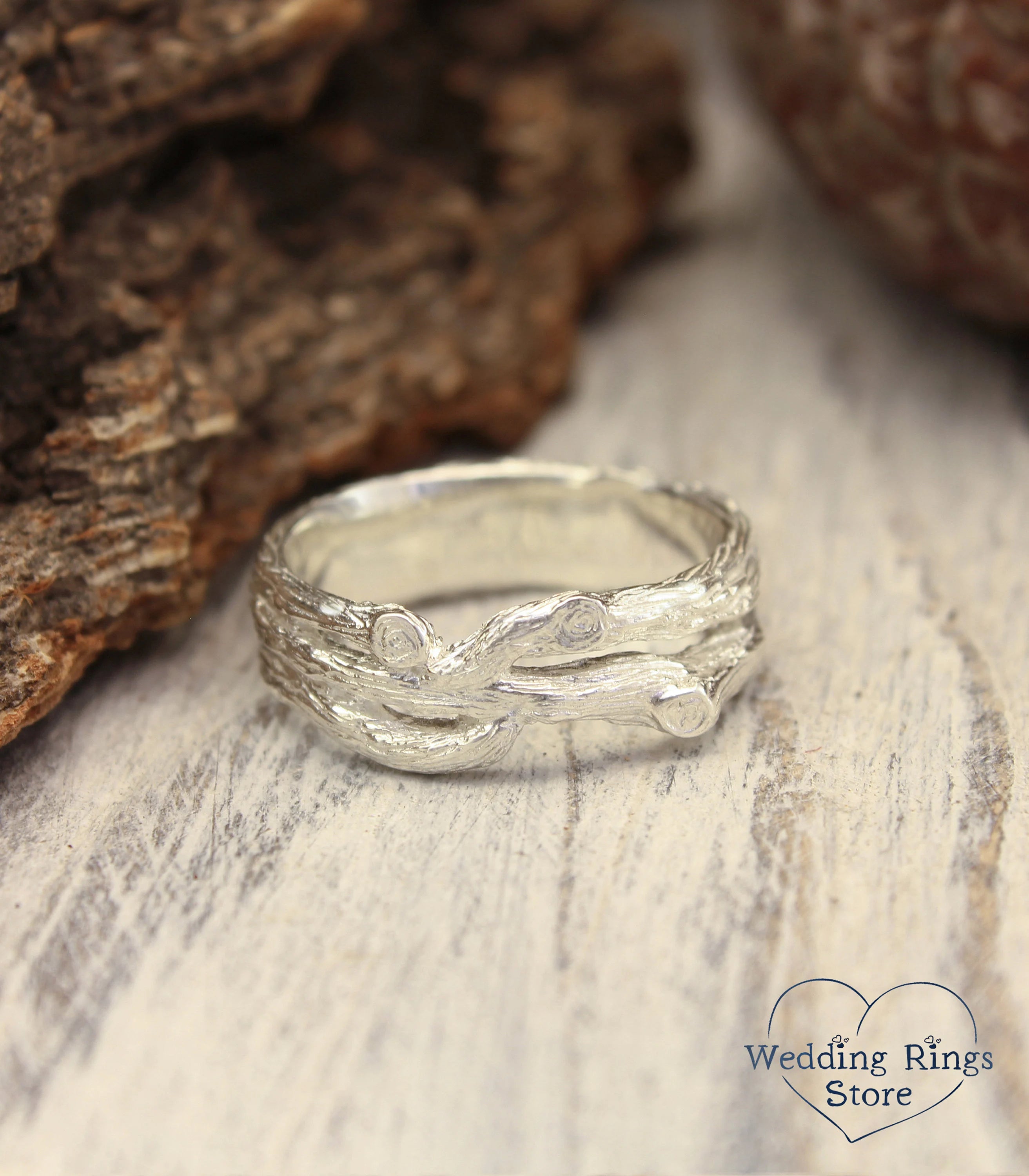 Handmade Silver Gift for Her — Rustic Wedding Ring for Him